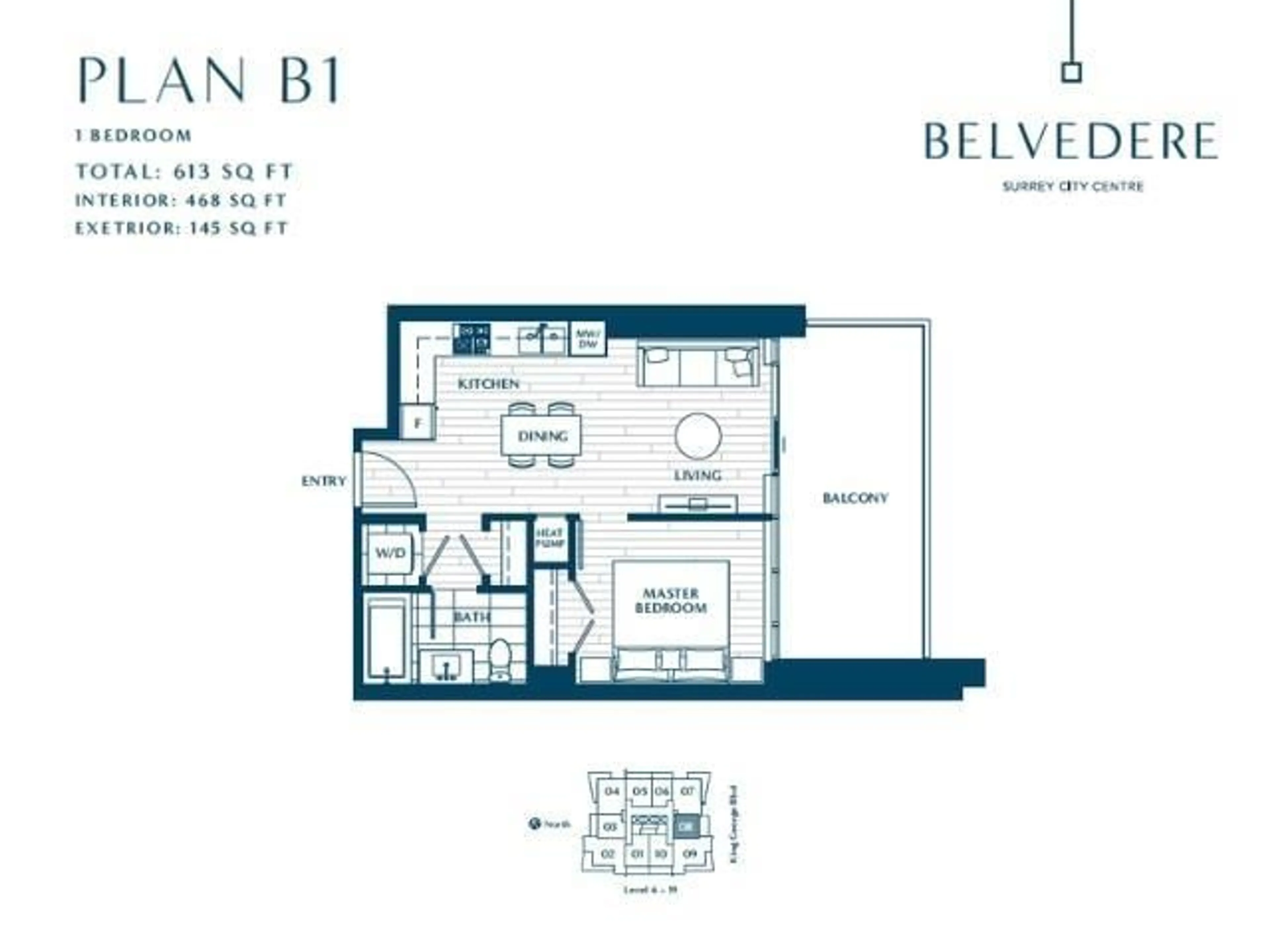 Floor plan for 1108 9675 KING GEORGE BOULEVARD, Surrey British Columbia V3T2V3