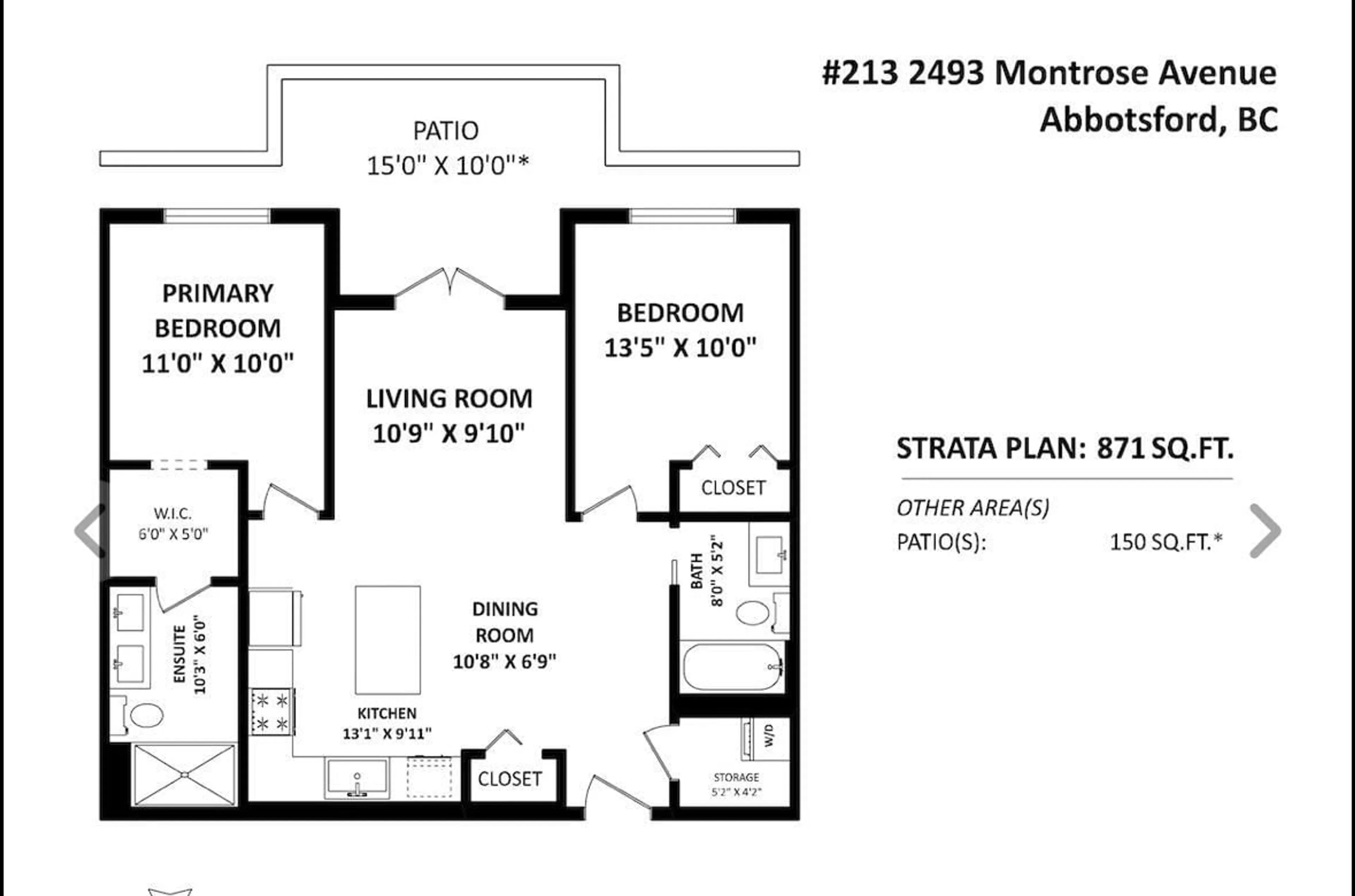 Floor plan for 213 2493 MONTROSE AVENUE, Abbotsford British Columbia V2S0L4