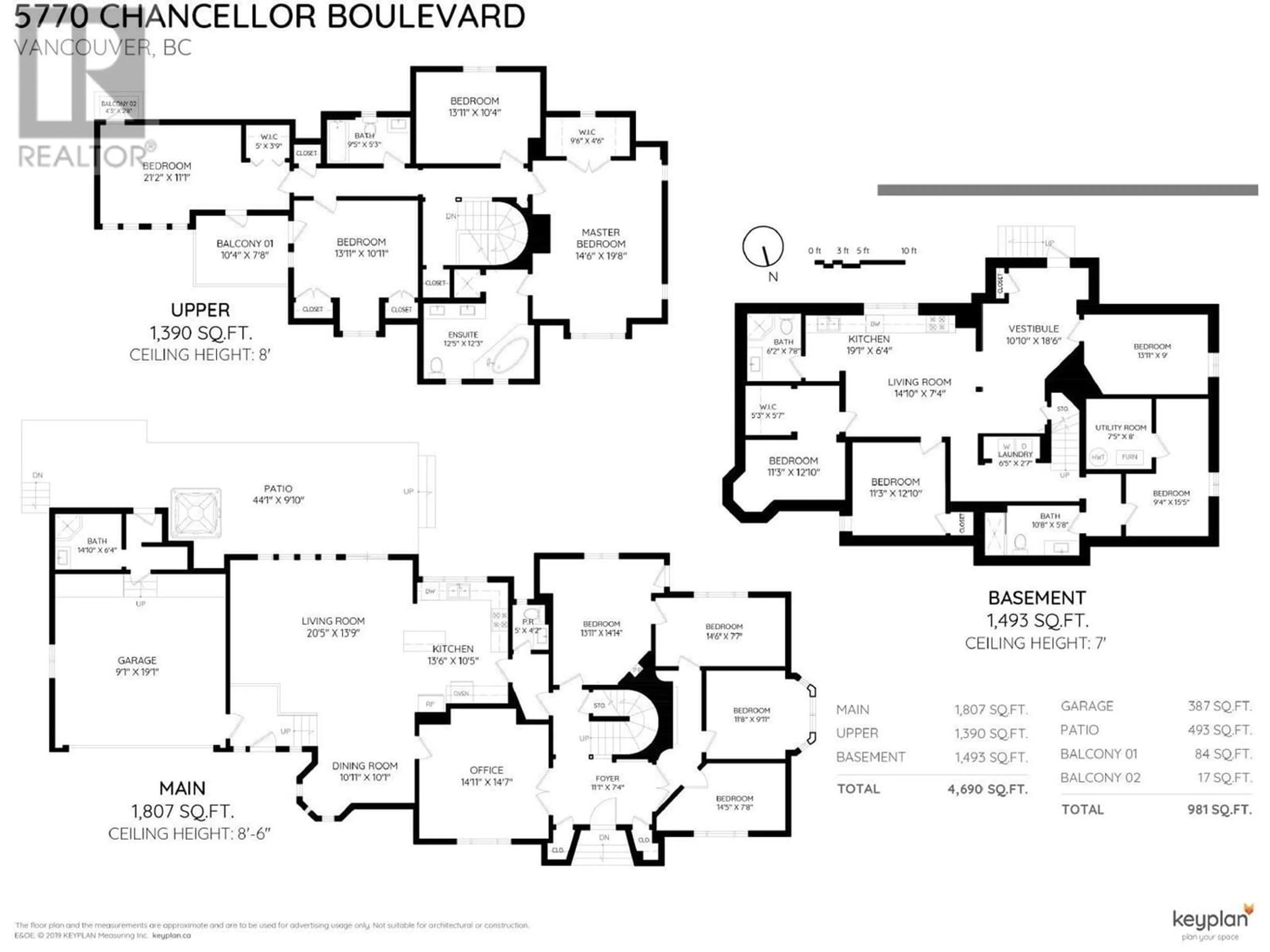 Floor plan for 5770 CHANCELLOR BOULEVARD, Vancouver British Columbia V6T1E5