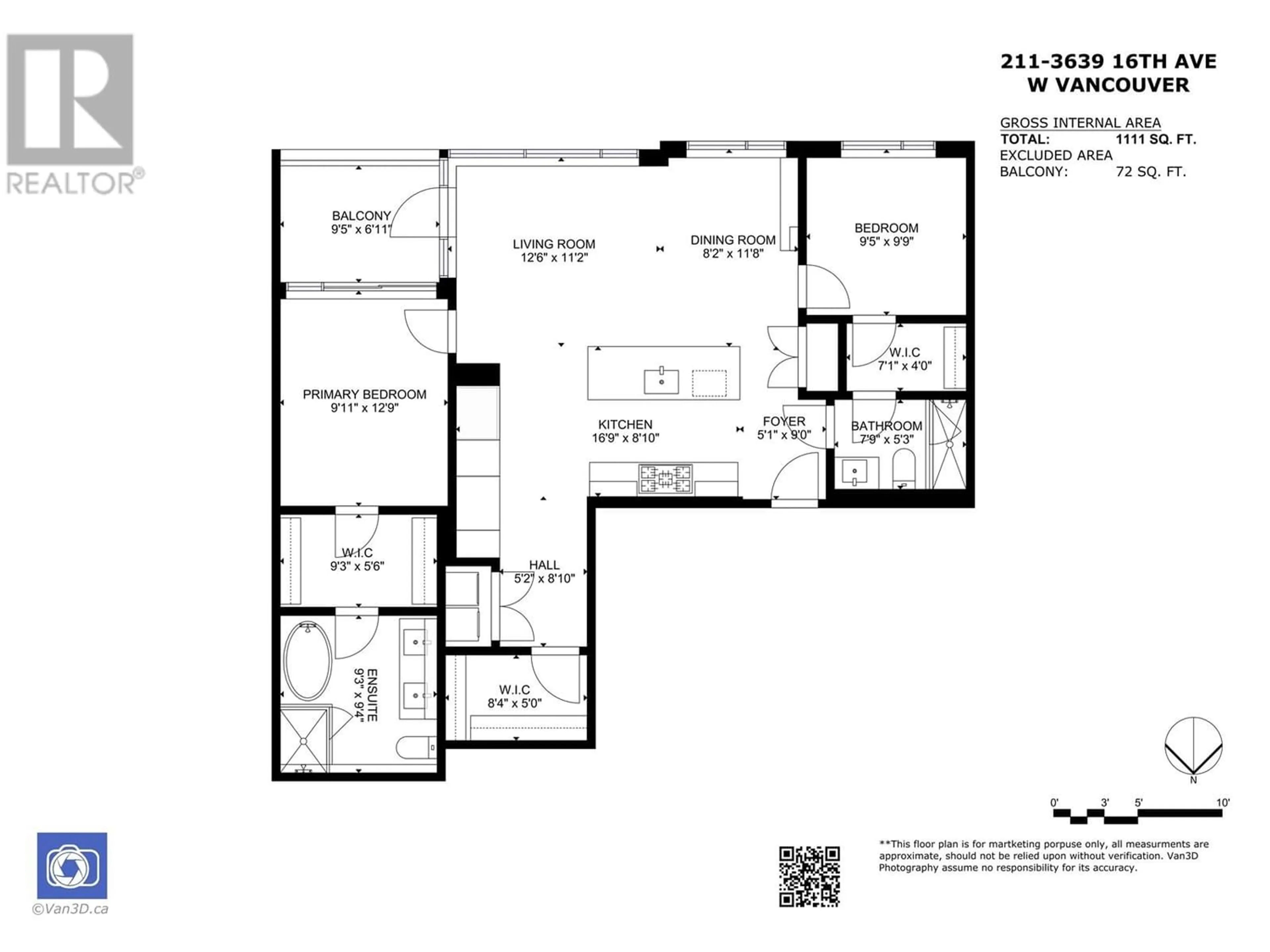 Floor plan for 211 3639 W 16TH AVENUE, Vancouver British Columbia V6R3C3