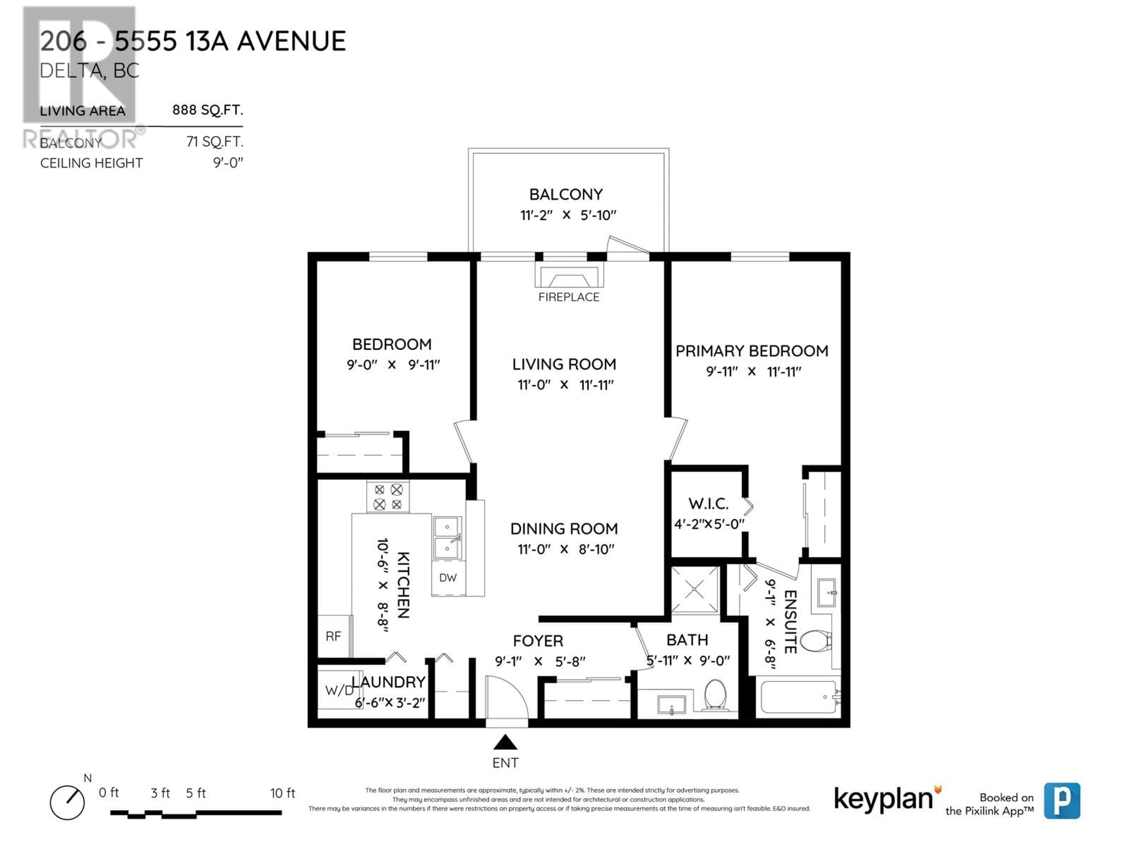 Floor plan for 206 5555 13A AVENUE, Delta British Columbia V4M2E7