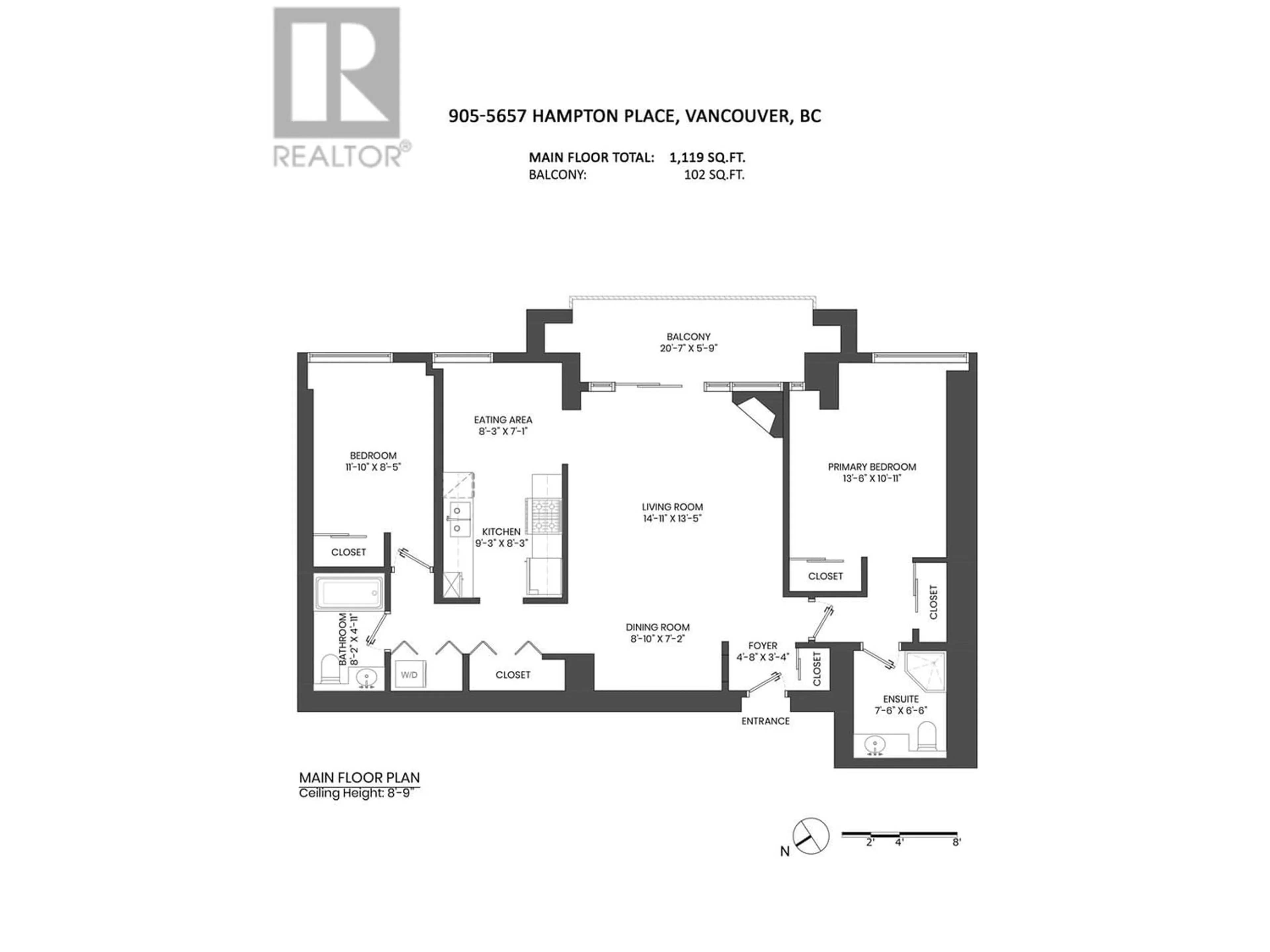 Floor plan for 905 5657 HAMPTON PLACE, Vancouver British Columbia V6T2H4