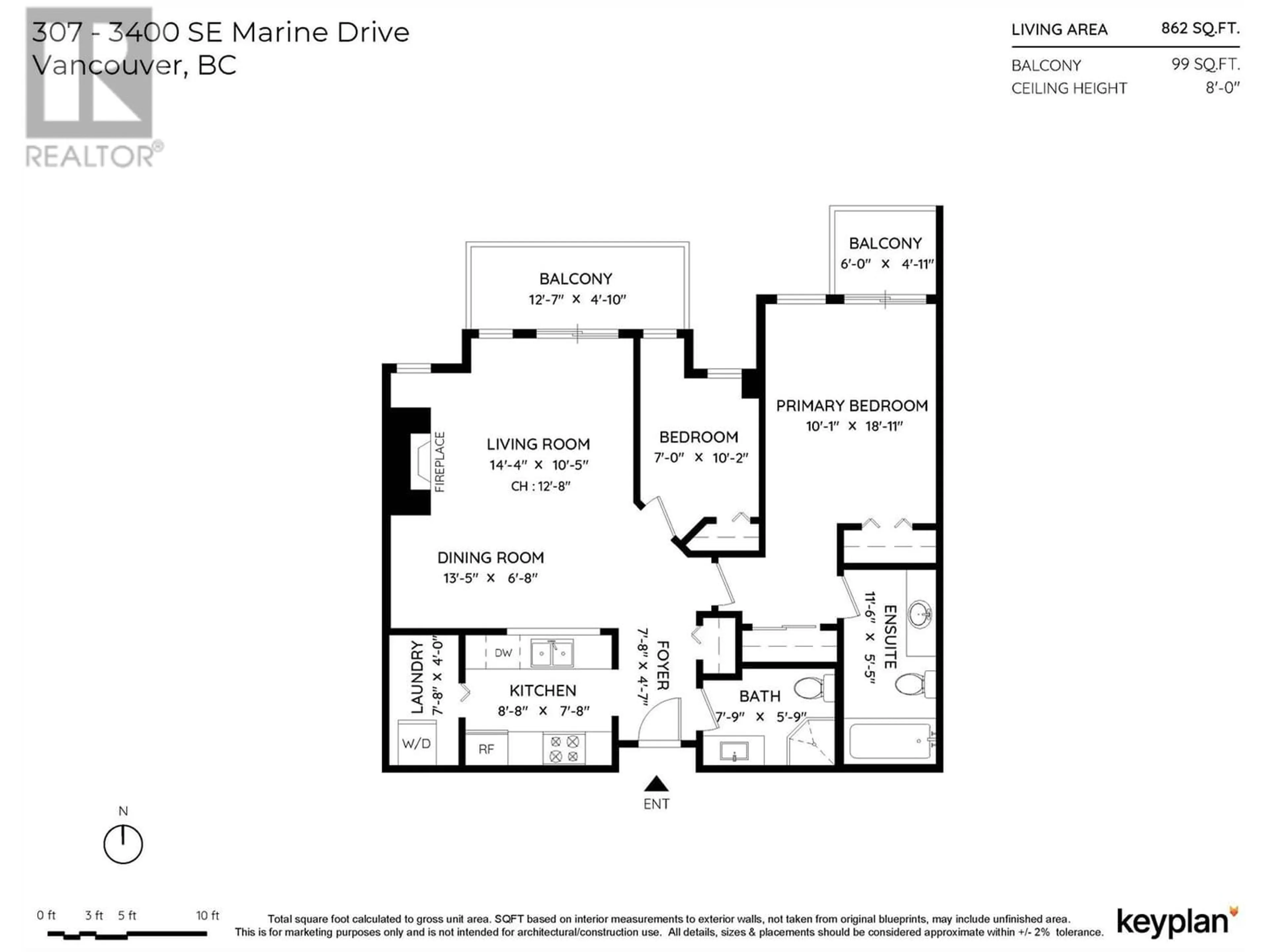 Floor plan for 307 3400 SE MARINE DRIVE, Vancouver British Columbia V5S4P8