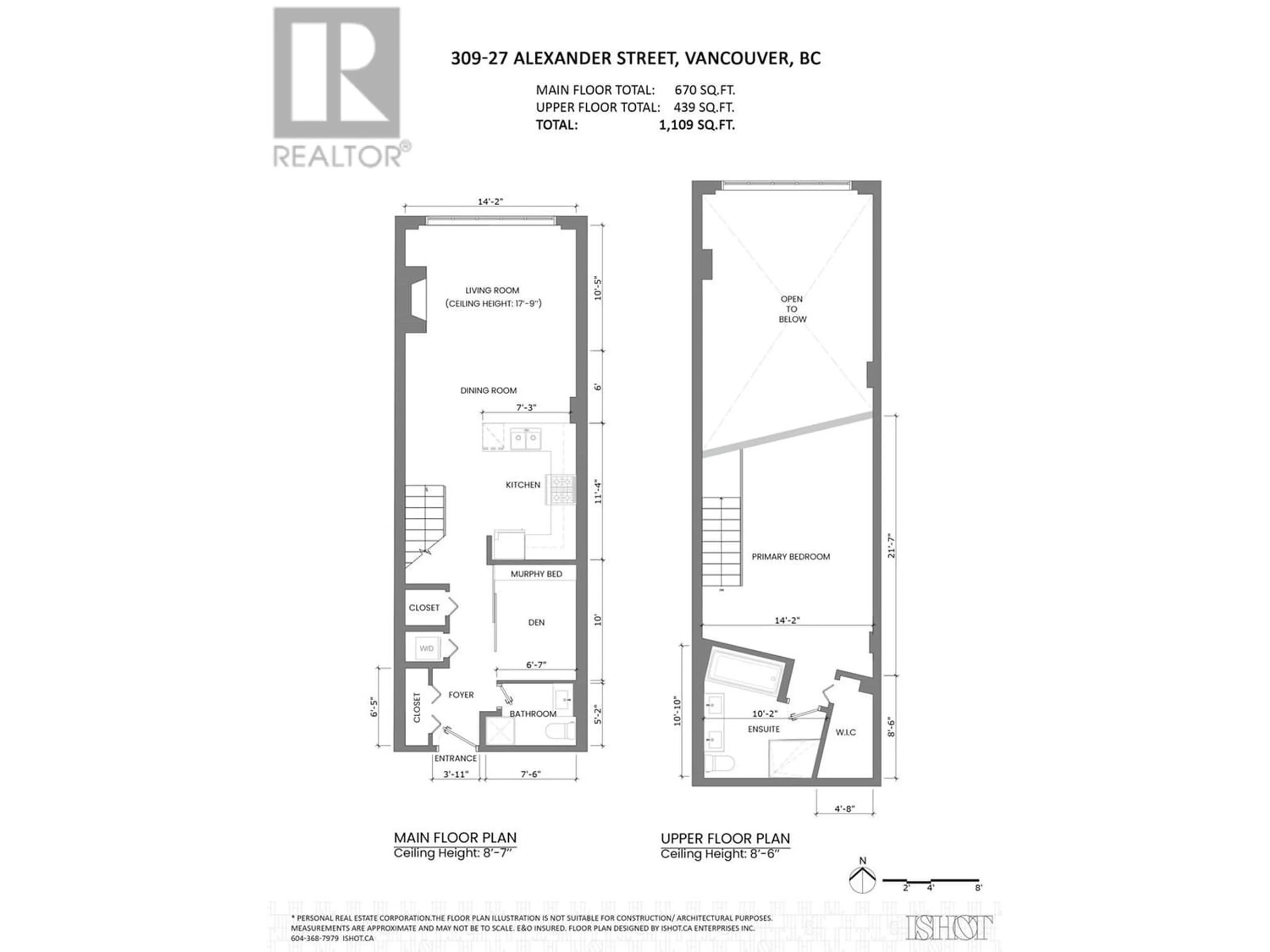 Floor plan for 309 27 ALEXANDER STREET, Vancouver British Columbia V6A1B2