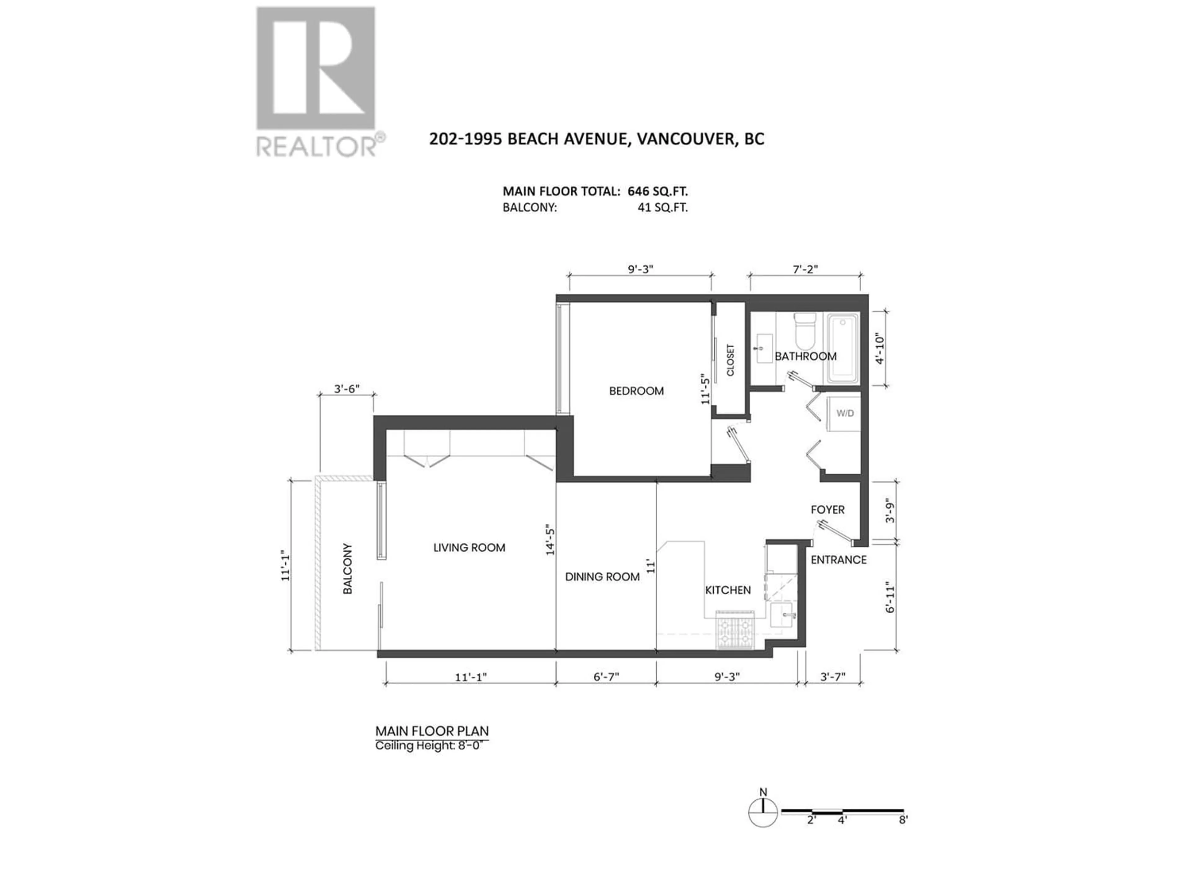 Floor plan for 202 1995 BEACH AVENUE, Vancouver British Columbia V6G2Y3