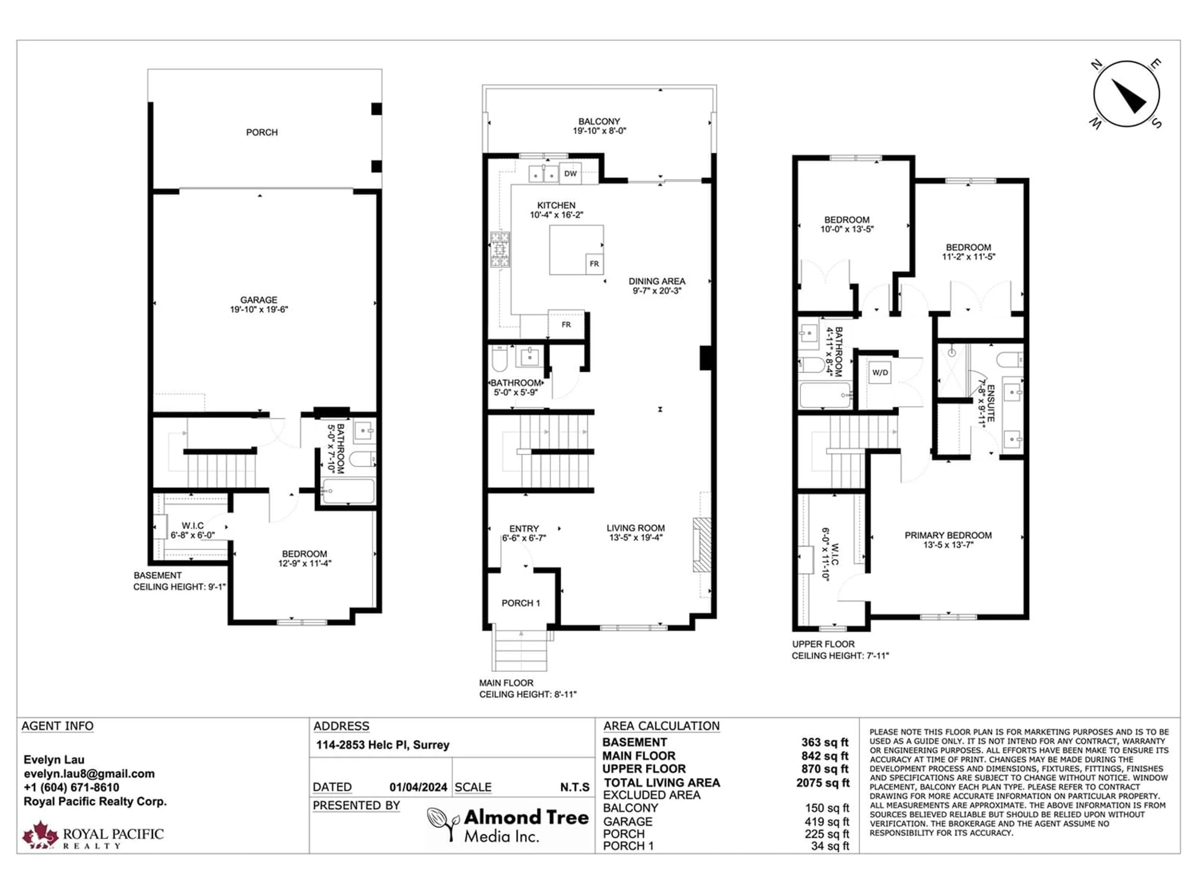 Floor plan for 114 2853 HELC PLACE, Surrey British Columbia V3Z0N5