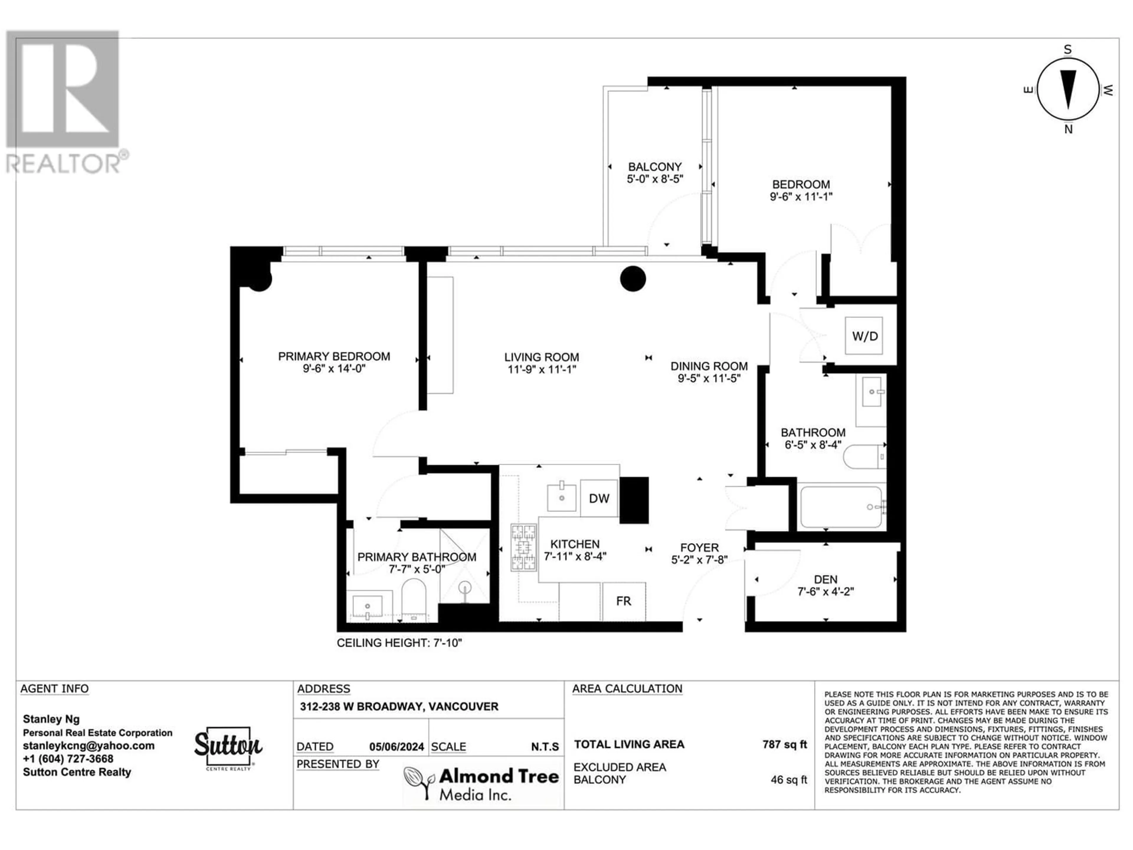 Floor plan for 312 238 W BROADWAY, Vancouver British Columbia V5Y0L2