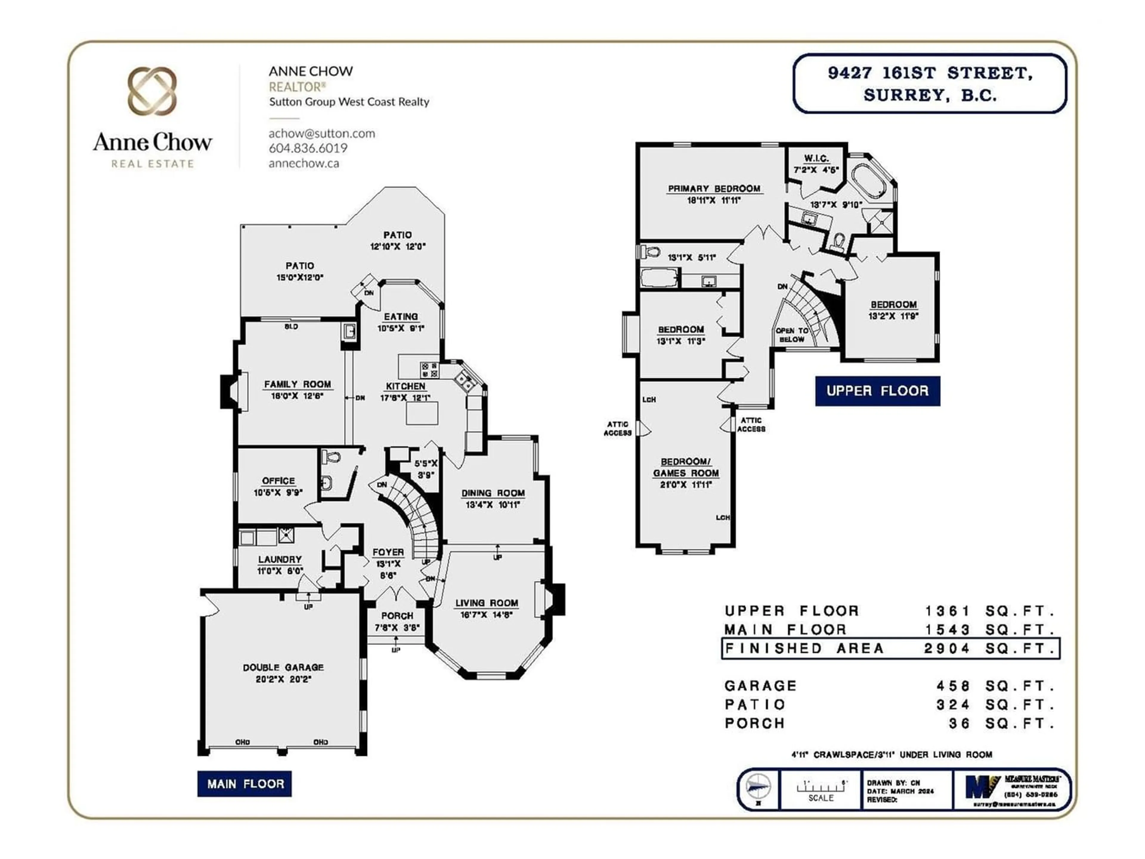 Floor plan for 9427 161 STREET, Surrey British Columbia V4N2P3