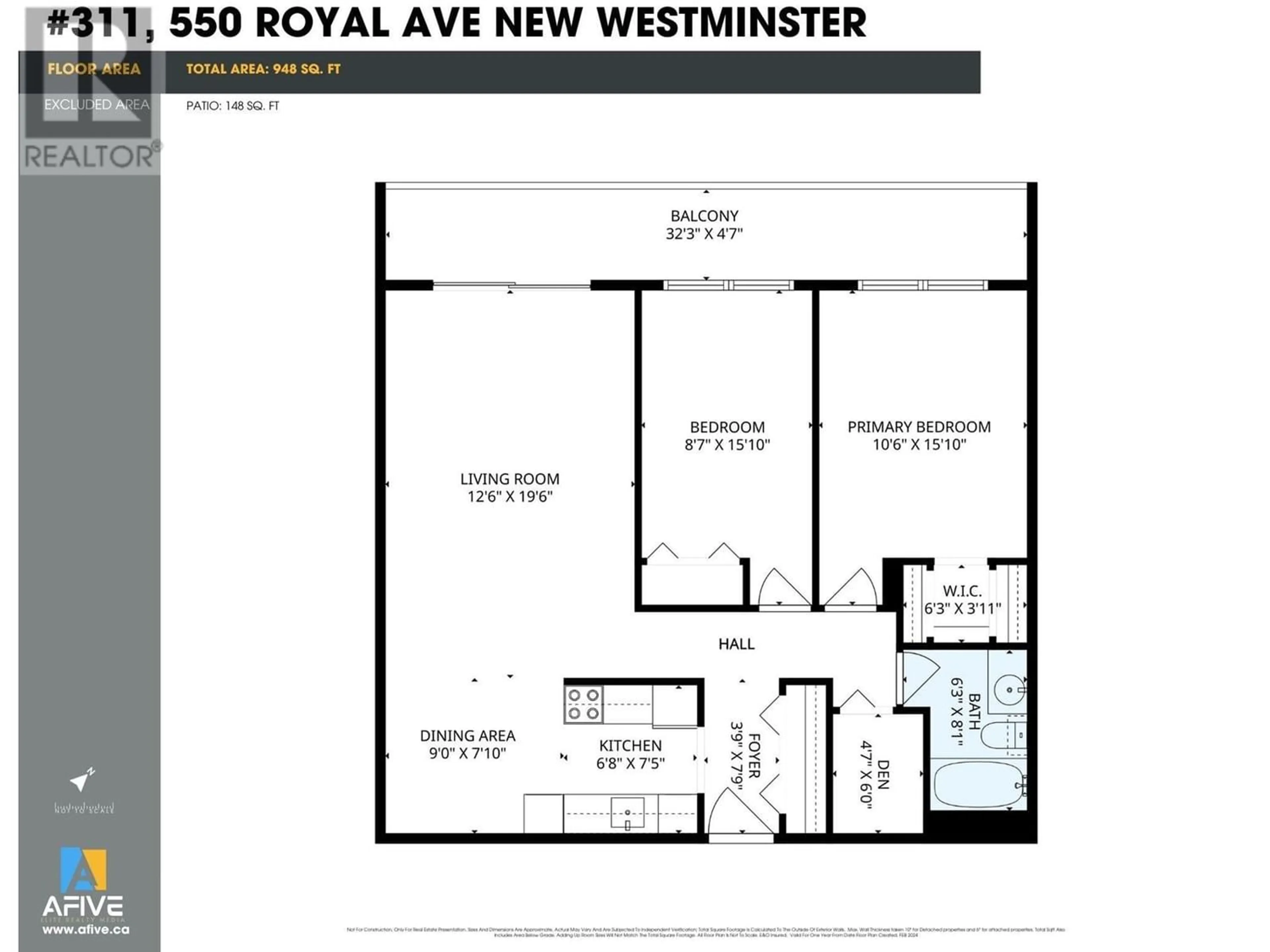 Floor plan for 311 550 ROYAL AVENUE, New Westminster British Columbia V3L5H9