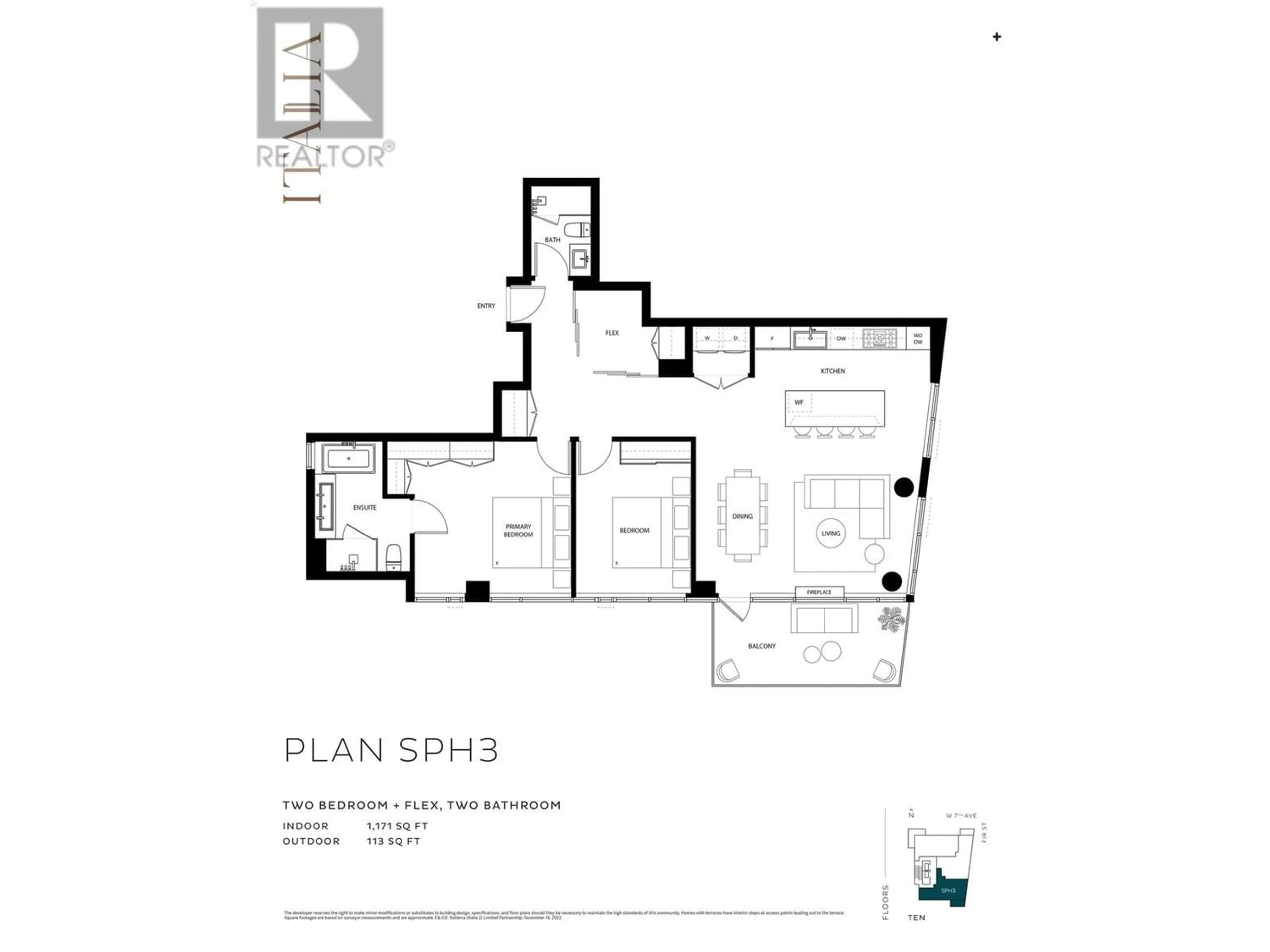 Floor plan for 1003 2323 FIR STREET, Vancouver British Columbia V6J1S5