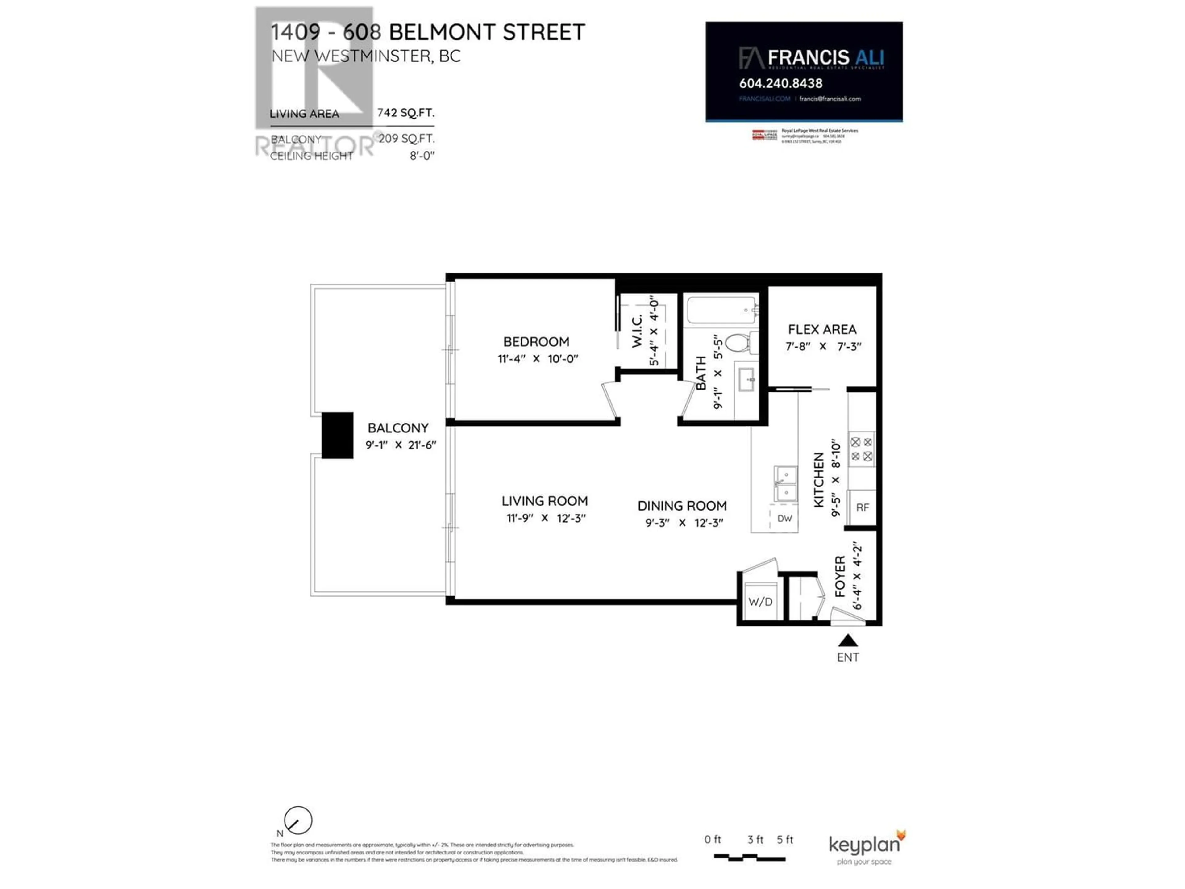 Floor plan for 1409 608 BELMONT STREET, New Westminster British Columbia V3M0G8