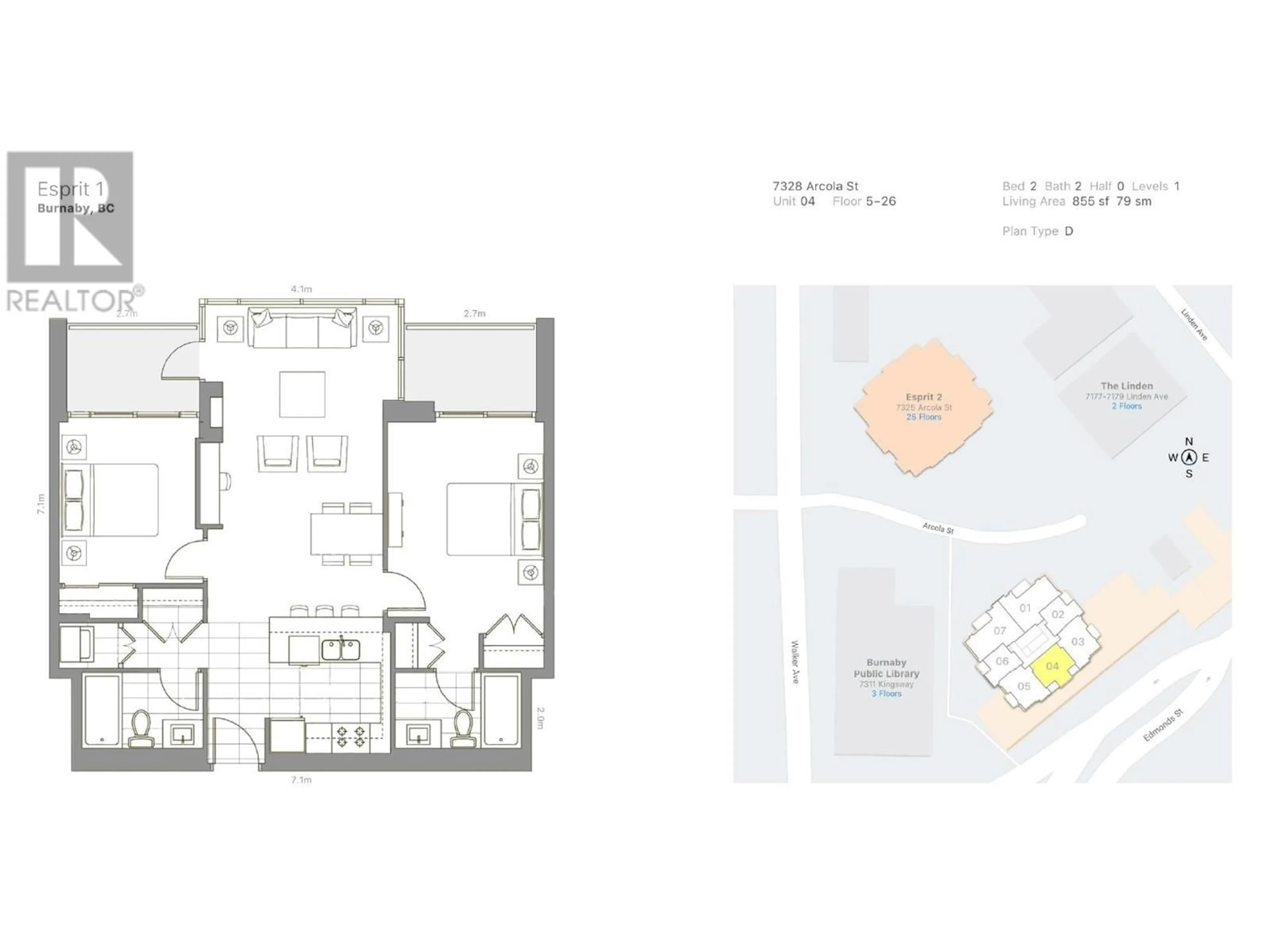 Floor plan for 2104 7328 ARCOLA STREET, Burnaby British Columbia V5E0A7