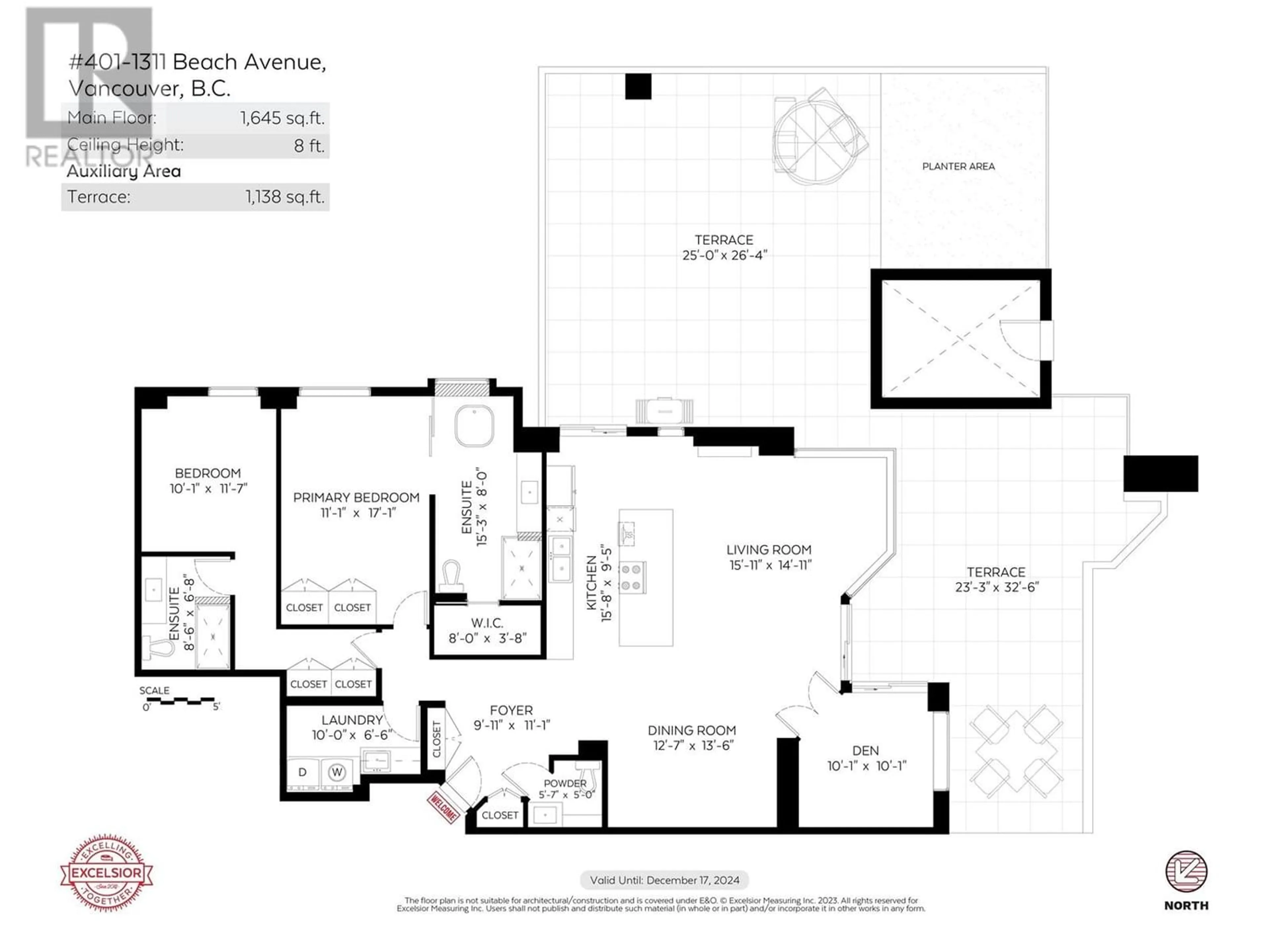 Floor plan for 401 1311 BEACH AVENUE, Vancouver British Columbia V6E1V6