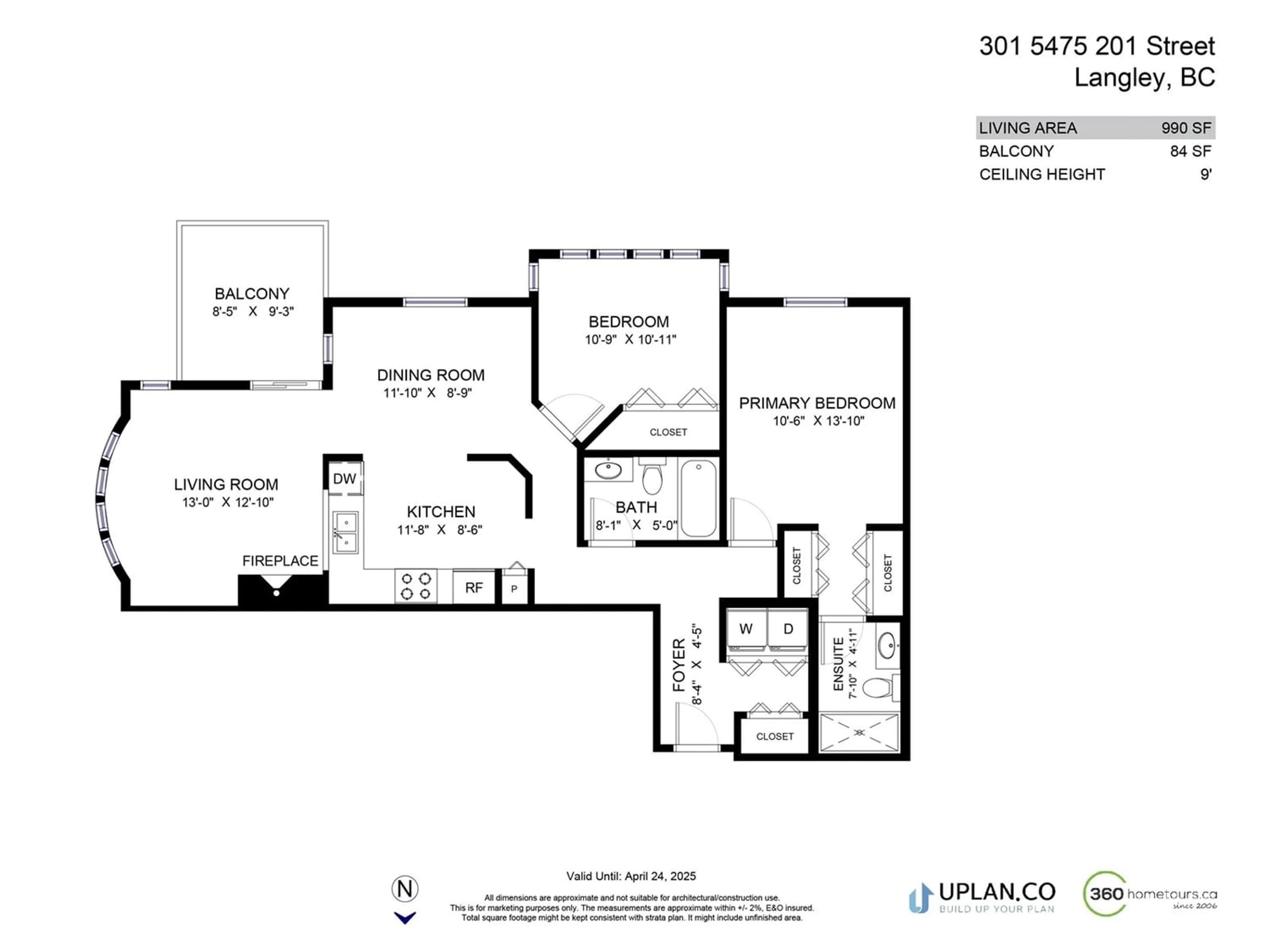 Floor plan for 301 5475 201 STREET, Langley British Columbia V3A1P8