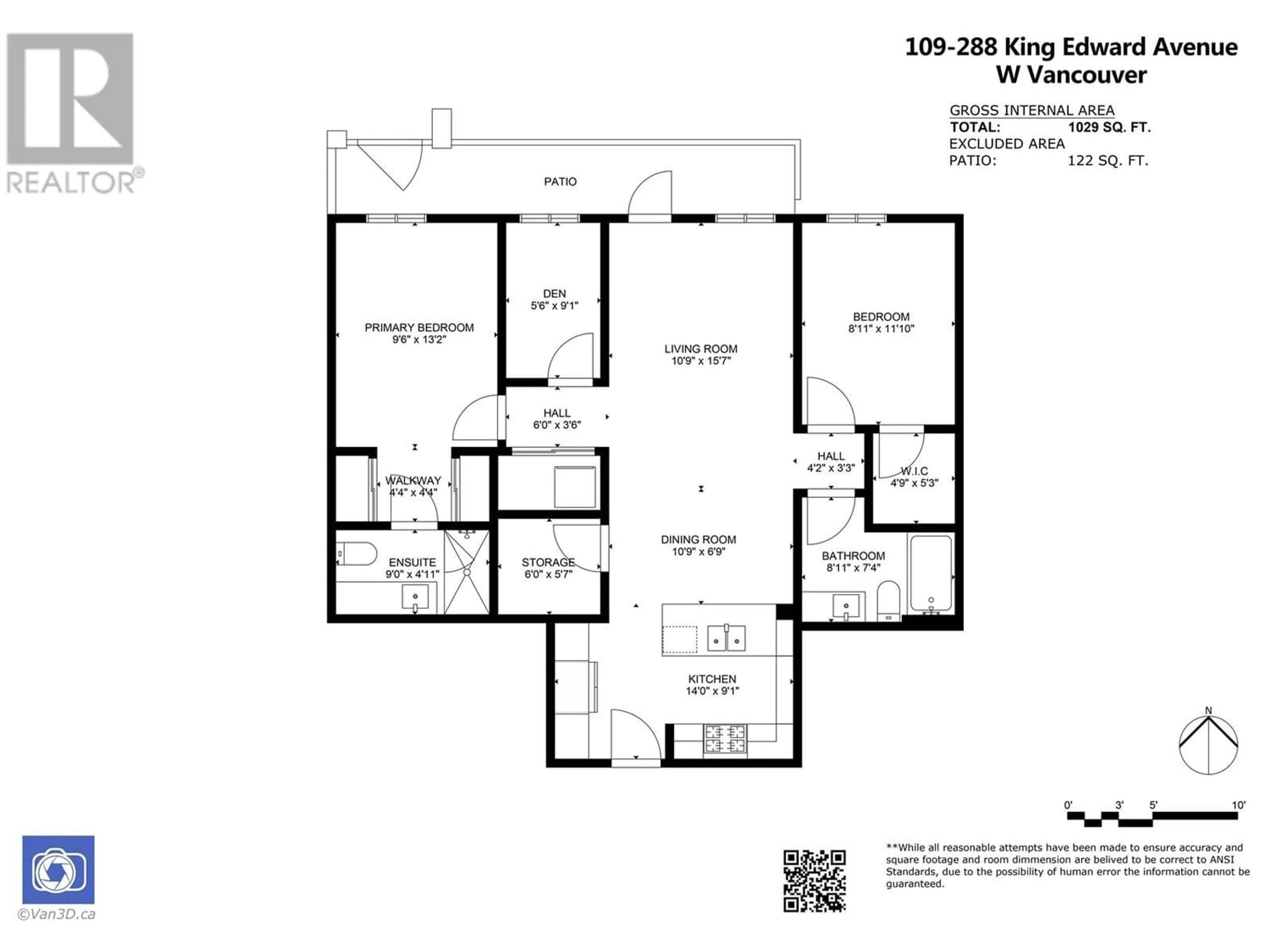 Floor plan for 109 288 W KING EDWARD AVENUE, Vancouver British Columbia V5Y2J2