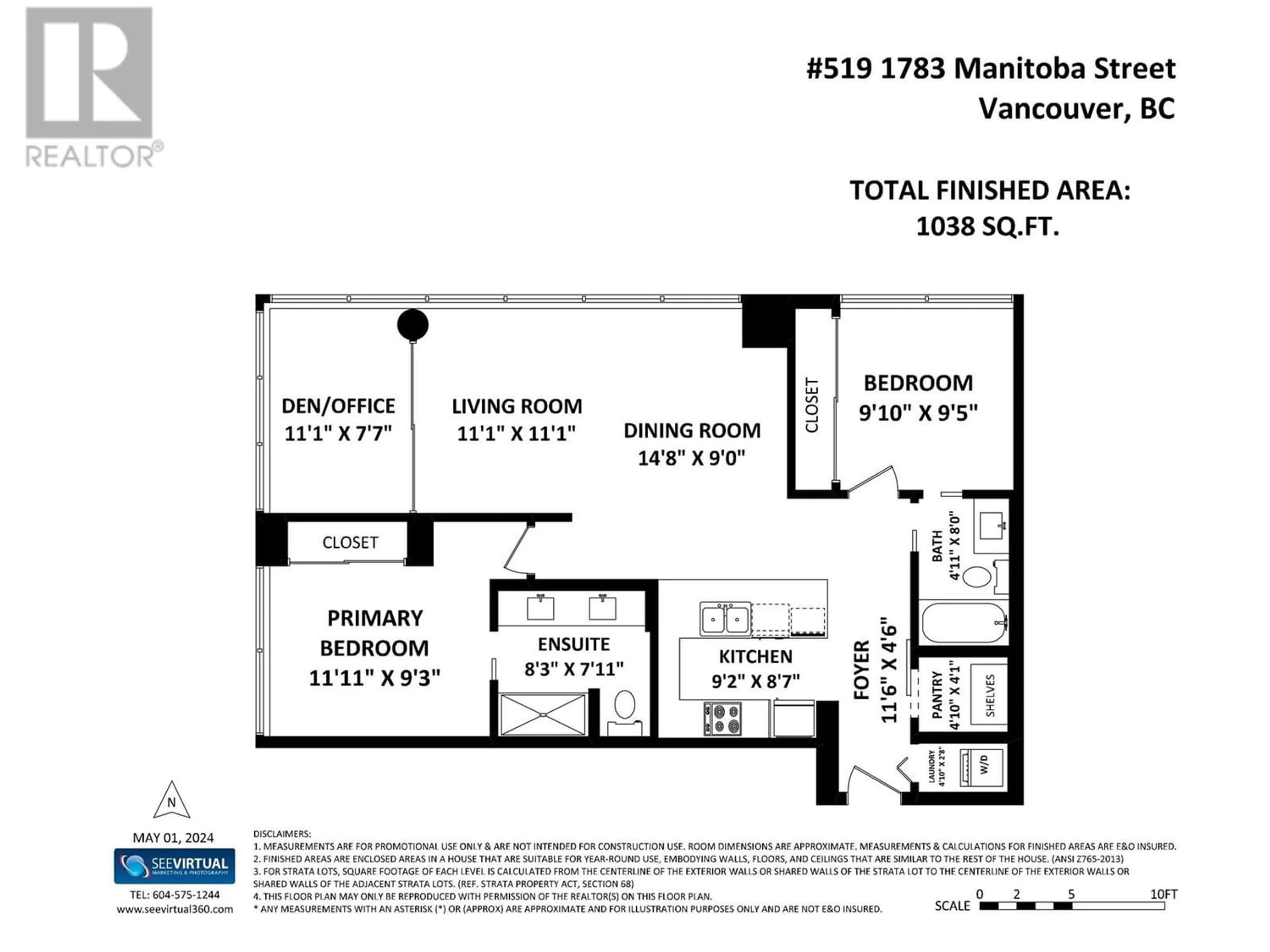 Floor plan for 519 1783 MANITOBA STREET, Vancouver British Columbia V5Y0K1