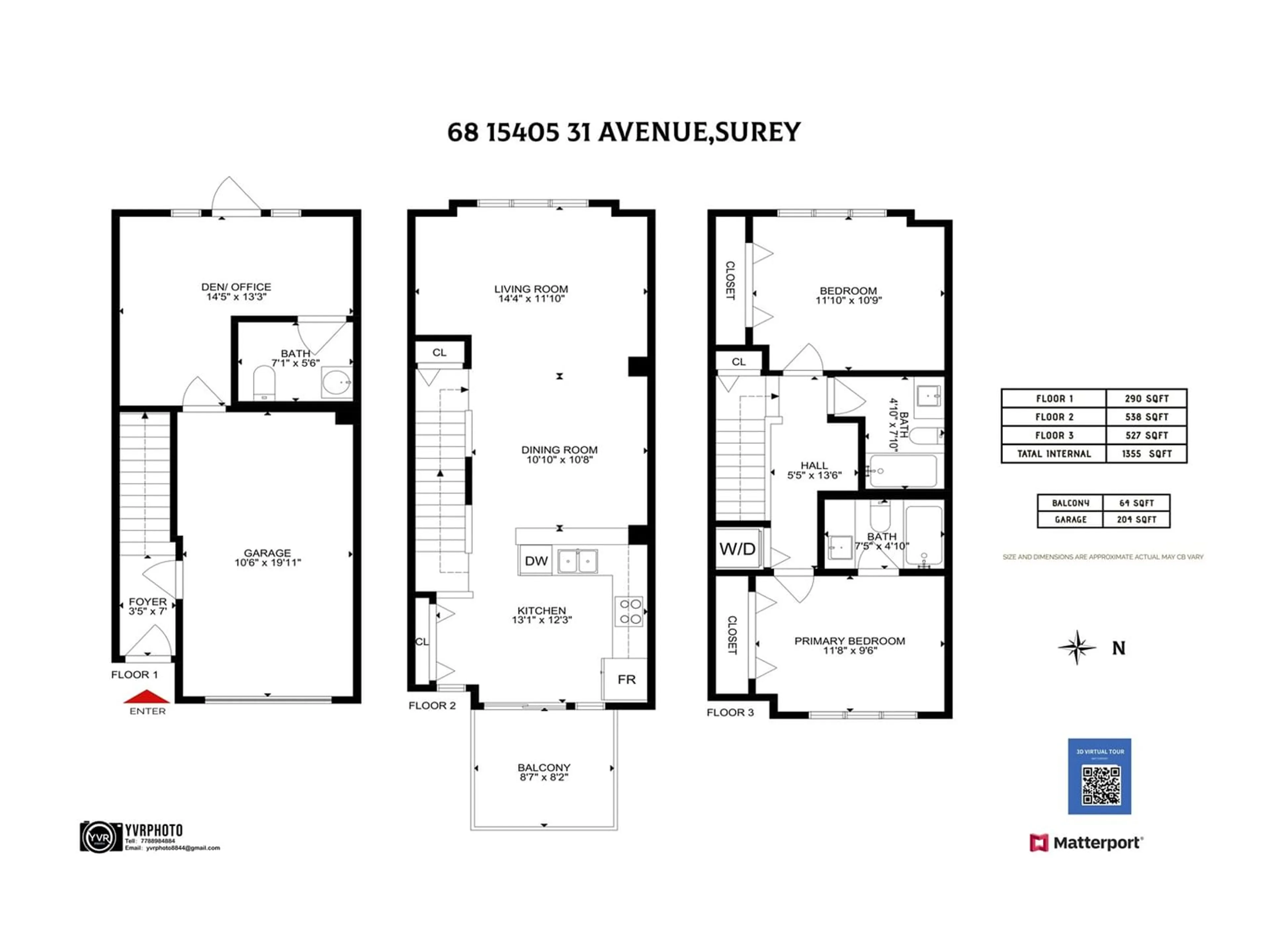 Floor plan for 68 15405 31 AVENUE, Surrey British Columbia V3Z2W5