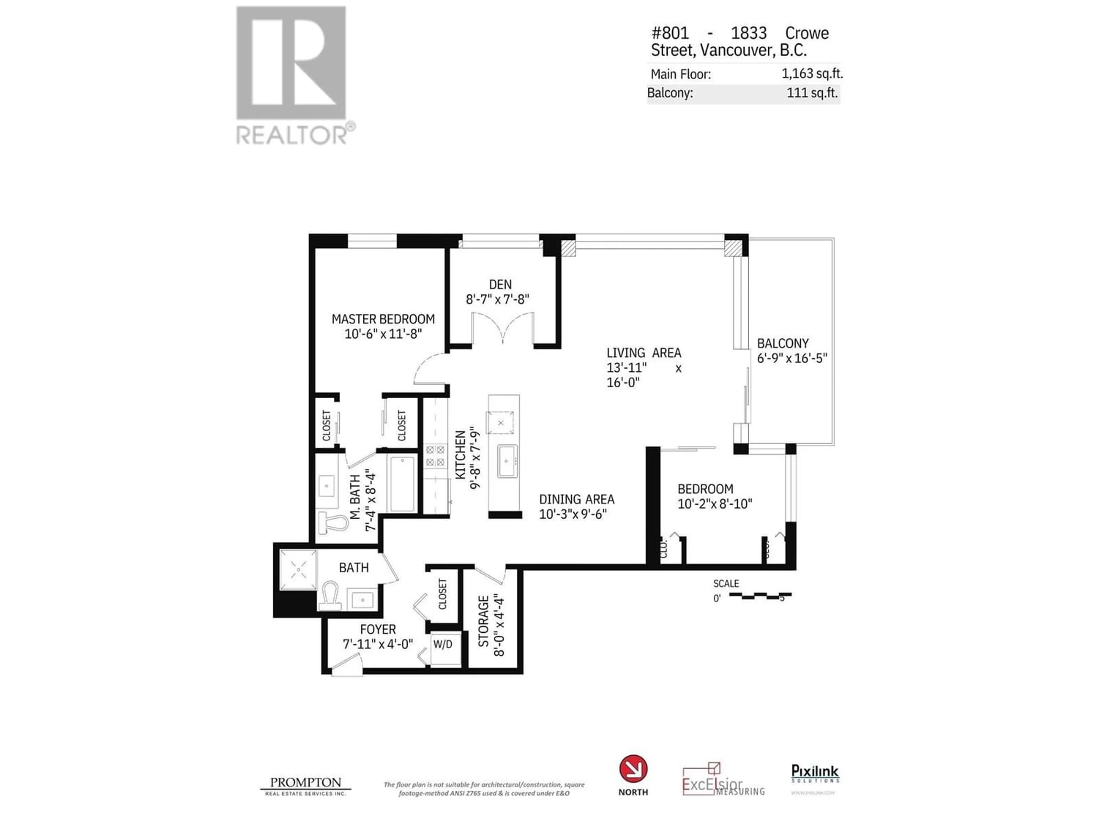 Floor plan for 801 1833 CROWE STREET, Vancouver British Columbia V5Y0A2