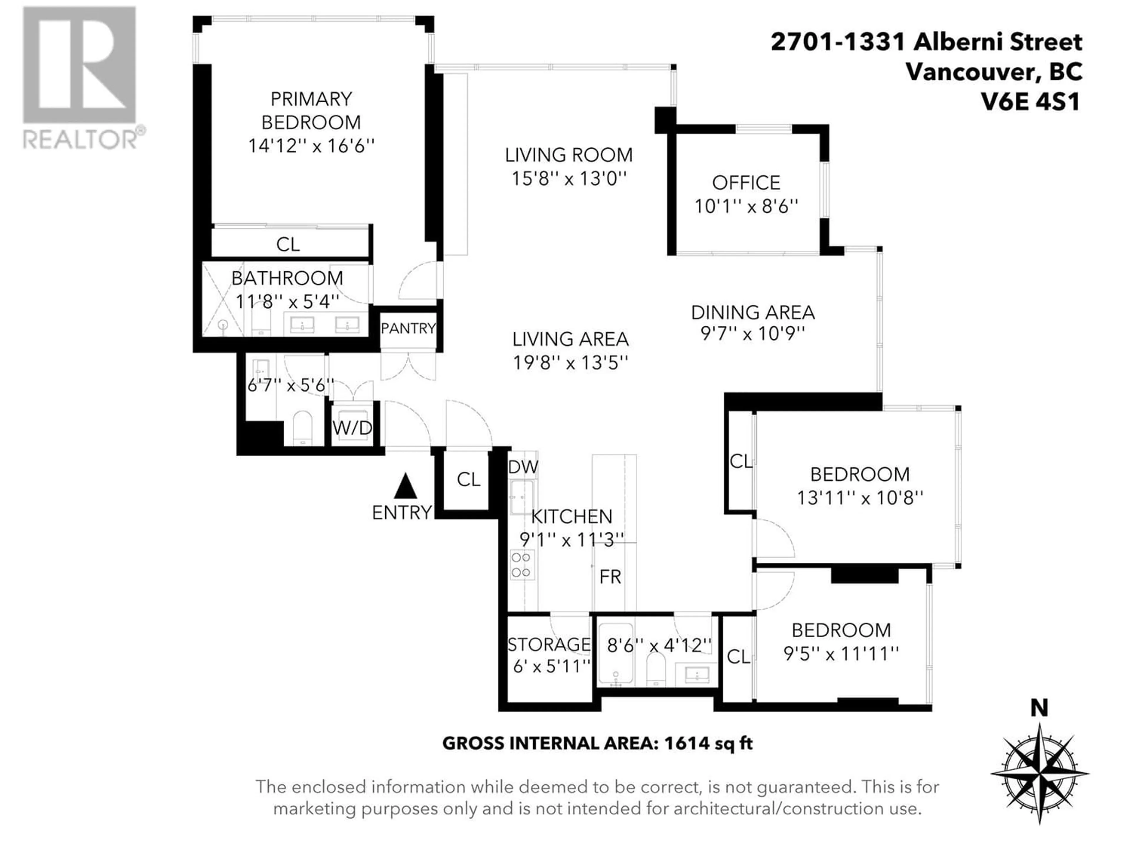 Floor plan for 2701 1331 ALBERNI STREET, Vancouver British Columbia V6E4S1