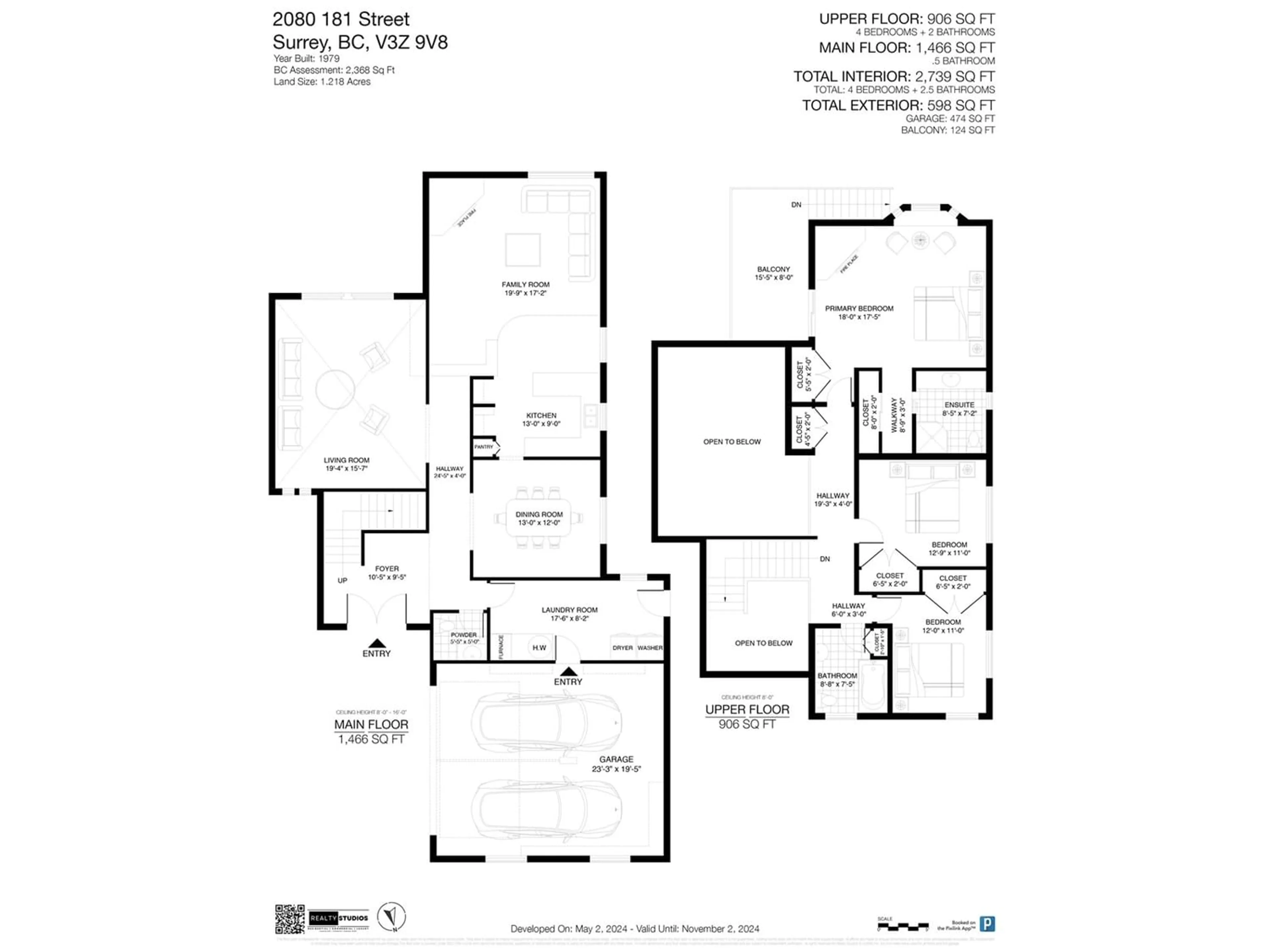 Floor plan for 2080 181 STREET, Surrey British Columbia V3Z9V8