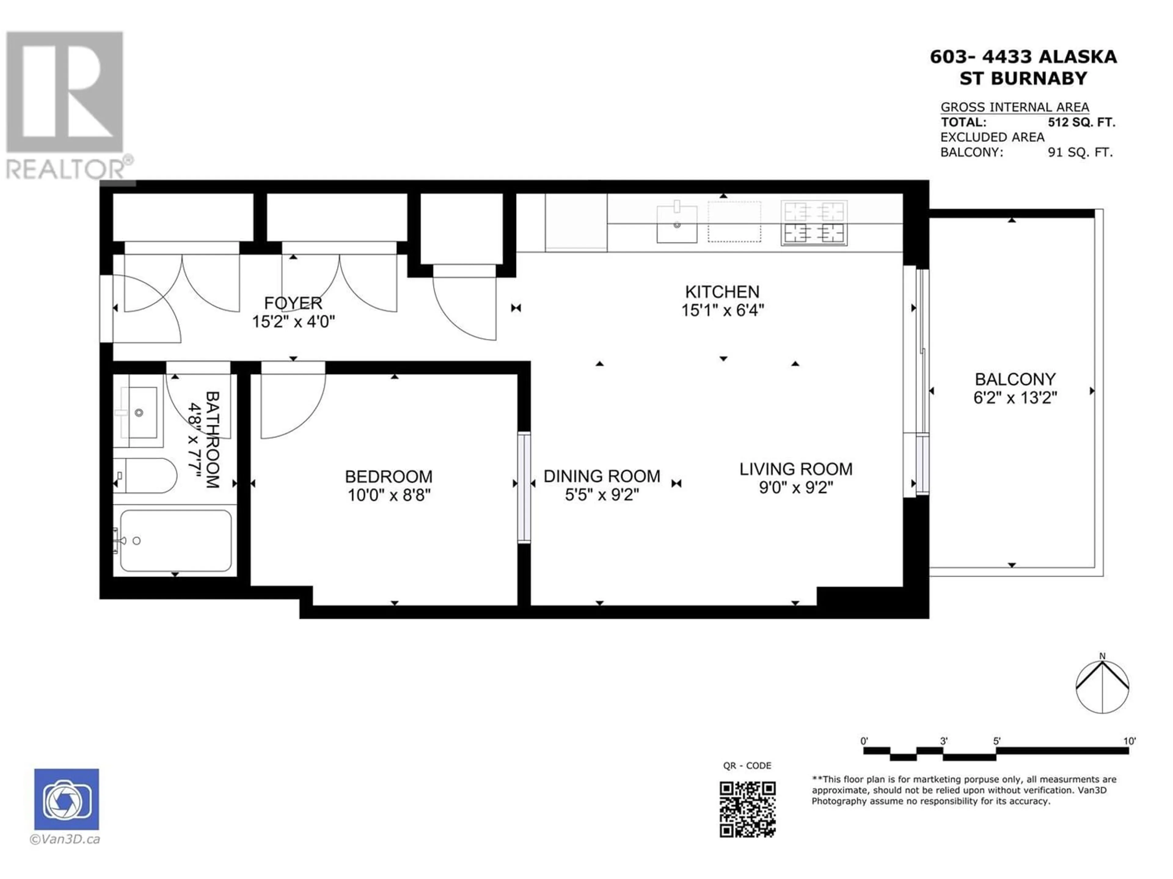 Floor plan for 603 4433 ALASKA STREET, Burnaby British Columbia V5C5T3