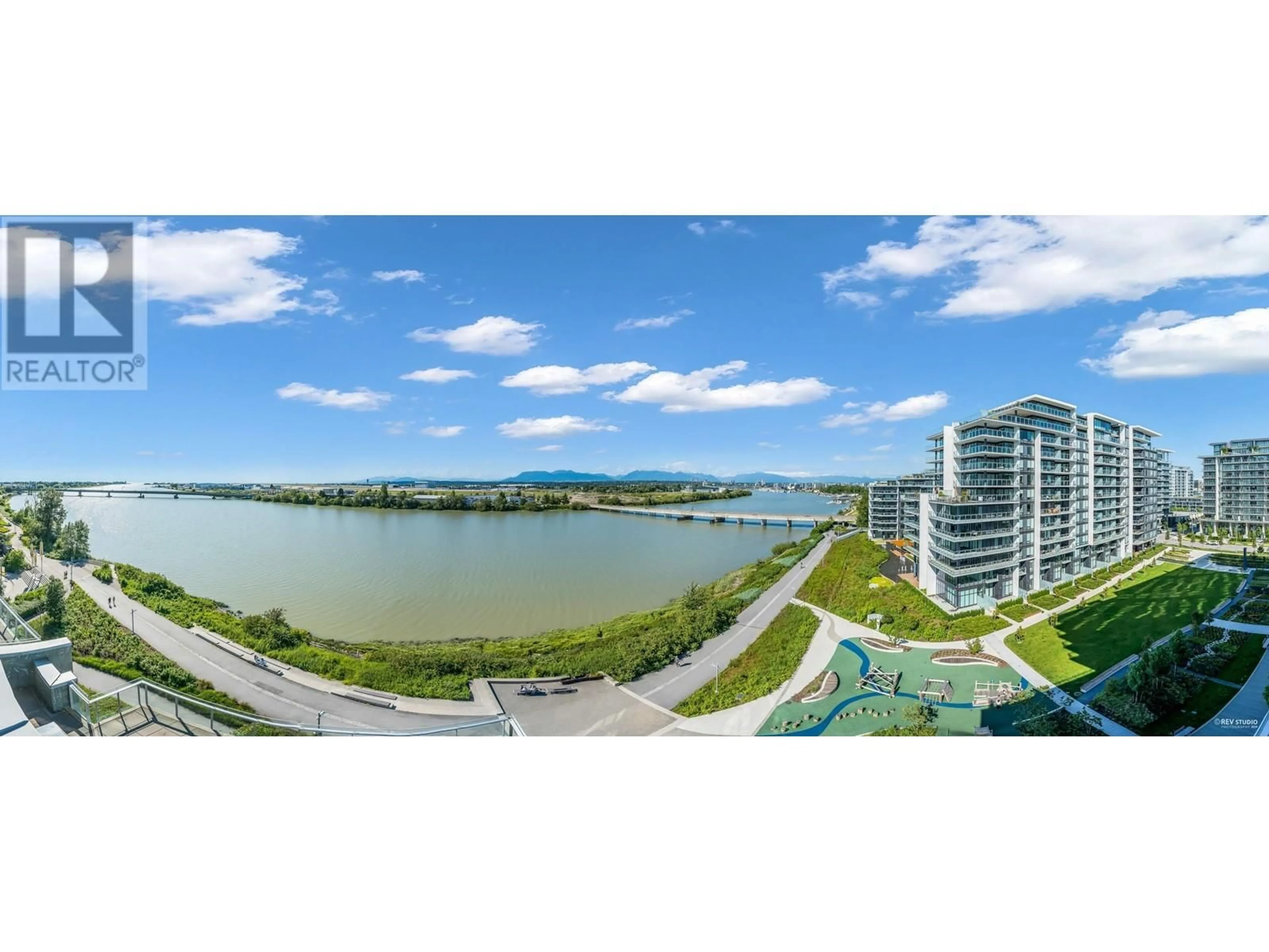 A pic from outside/outdoor area/front of a property/back of a property/a pic from drone, water/lake/river/ocean view for 802 - 6633 PEARSON WAY, Richmond British Columbia V7C0C4