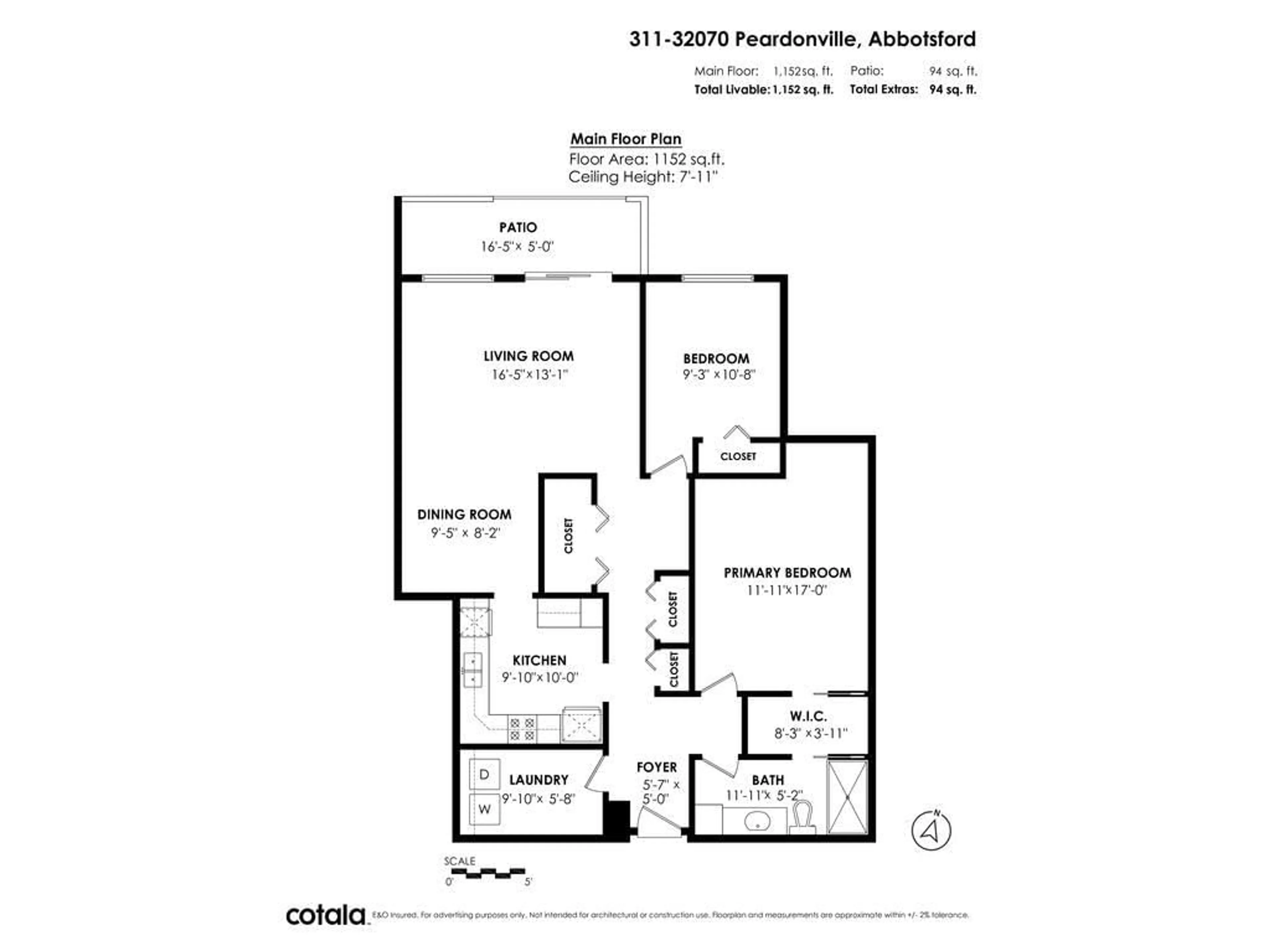 Floor plan for 311 32070 PEARDONVILLE ROAD, Abbotsford British Columbia V2T6N9