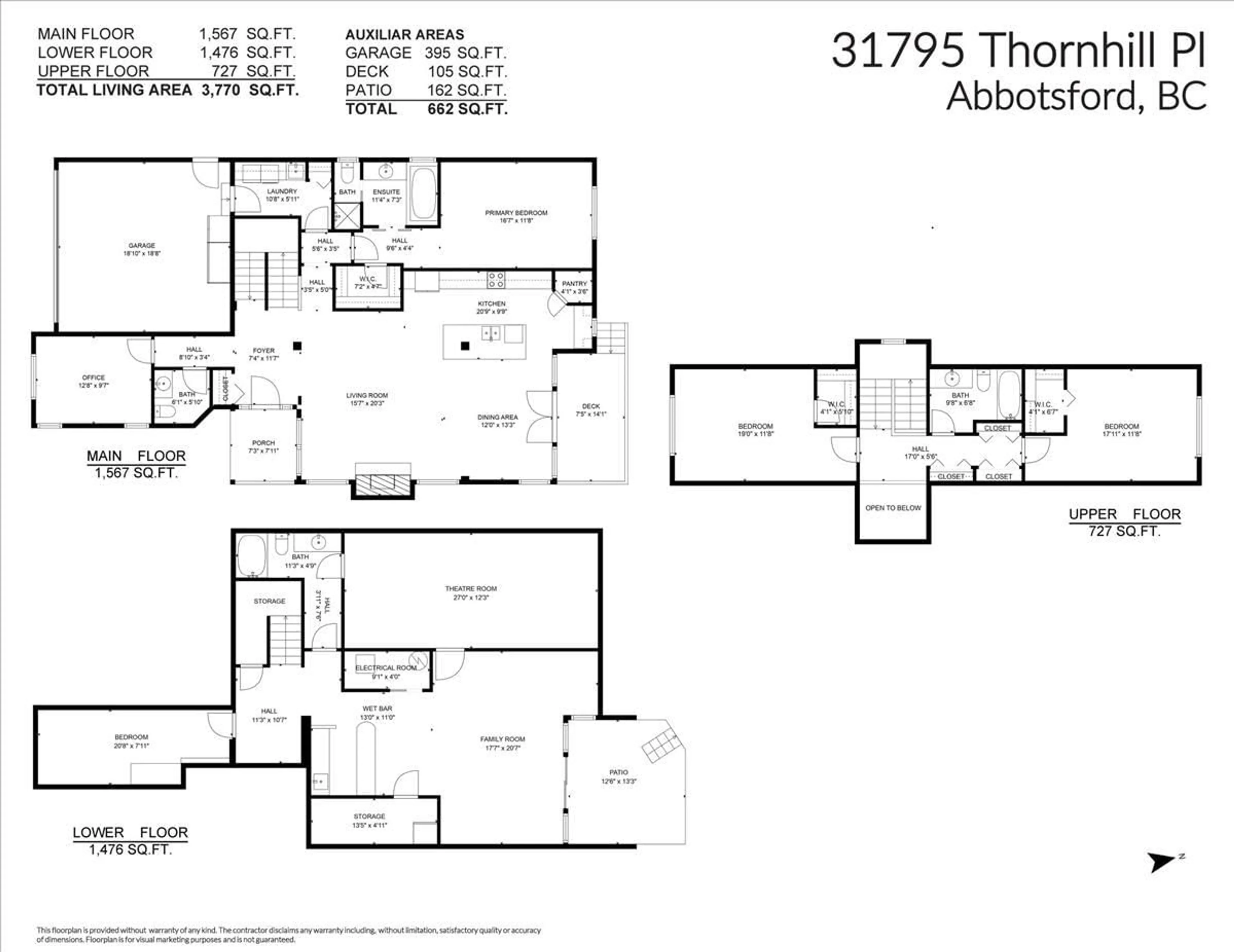 Floor plan for 31795 THORNHILL PLACE, Abbotsford British Columbia V2T6Y3