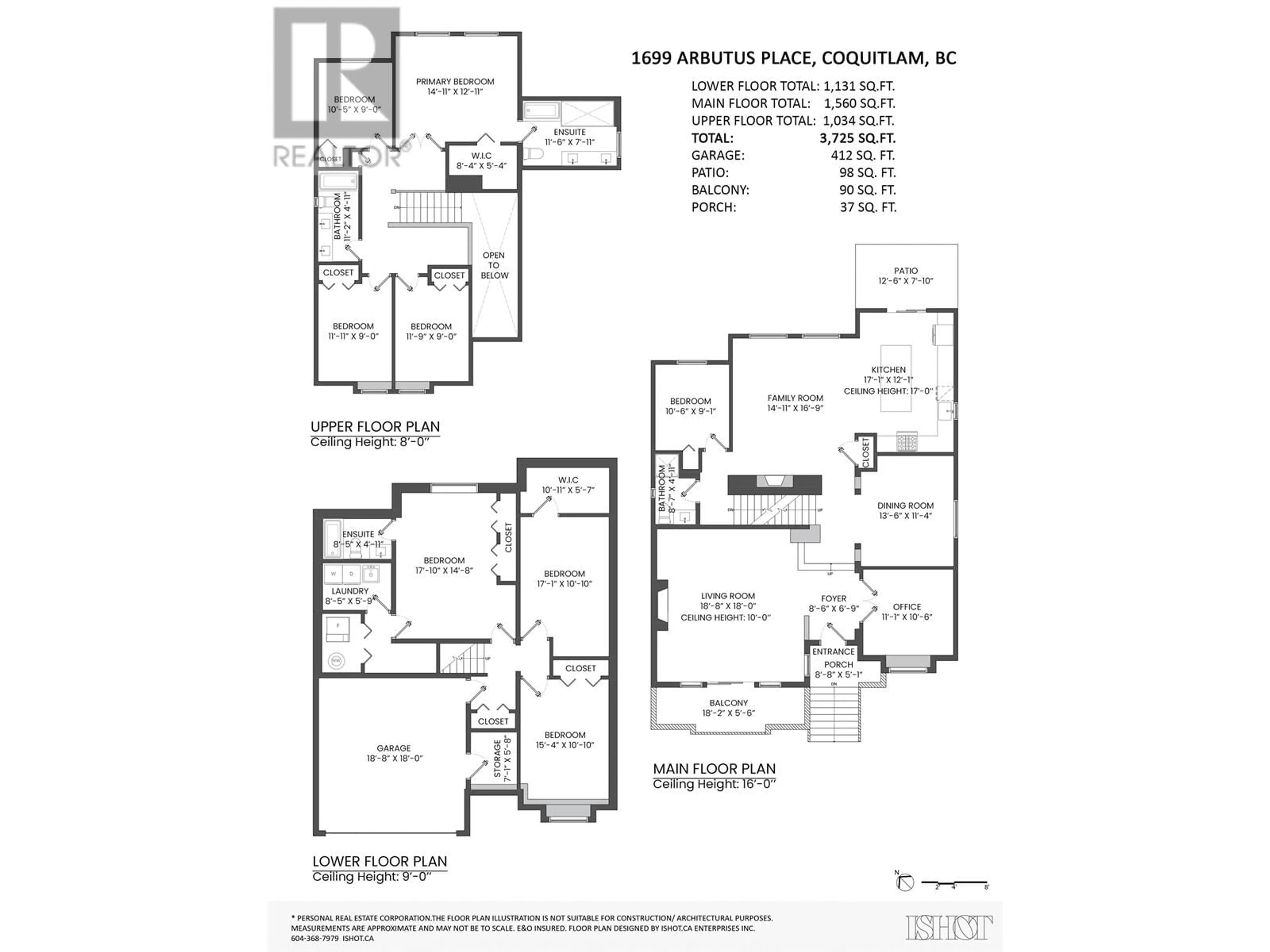 Floor plan for 1699 ARBUTUS PLACE, Coquitlam British Columbia V3E3K2