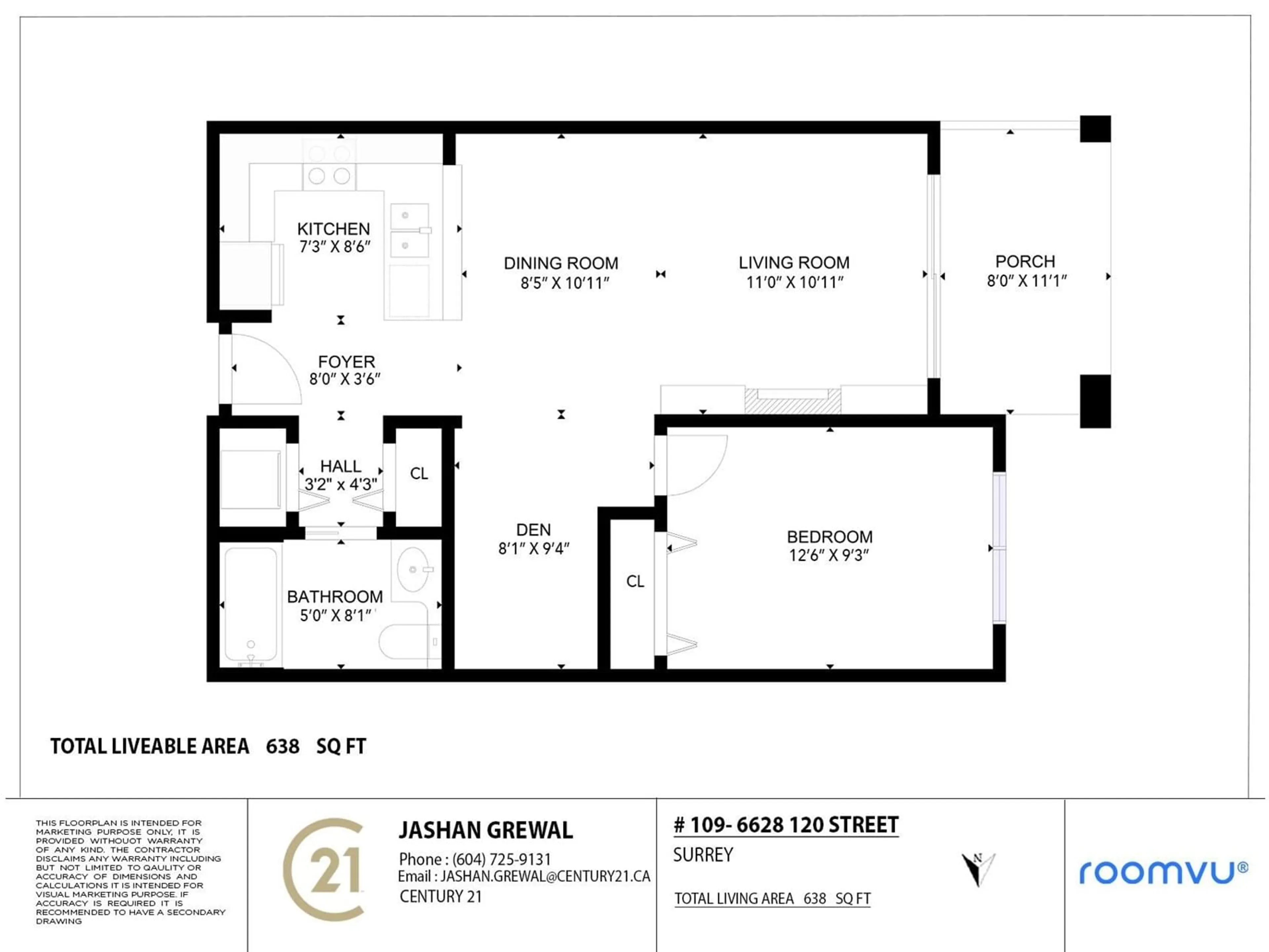 Floor plan for 109 6628 120 STREET, Surrey British Columbia V3W1T7