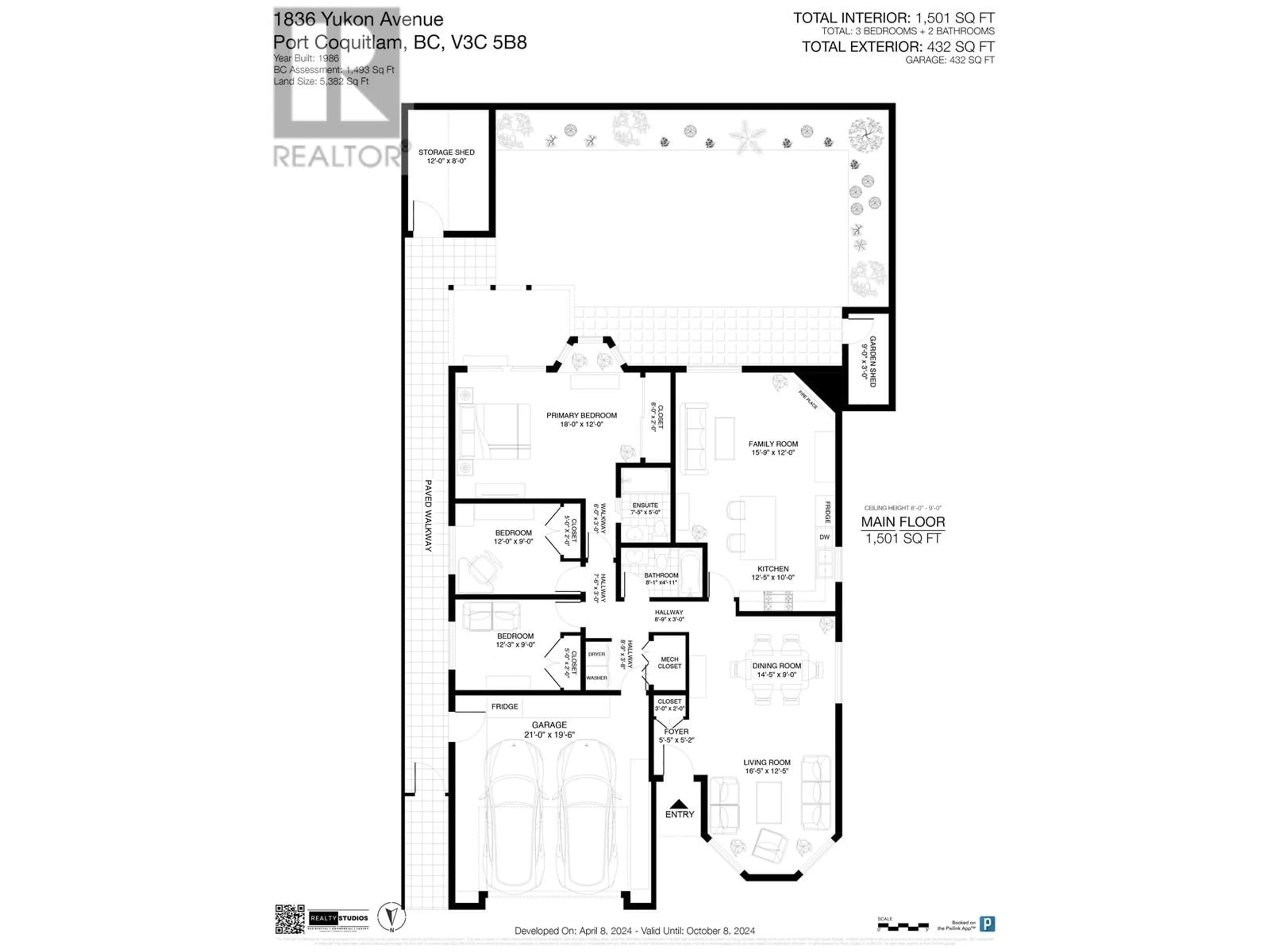 Floor plan for 1836 YUKON AVENUE, Port Coquitlam British Columbia V3C5B8