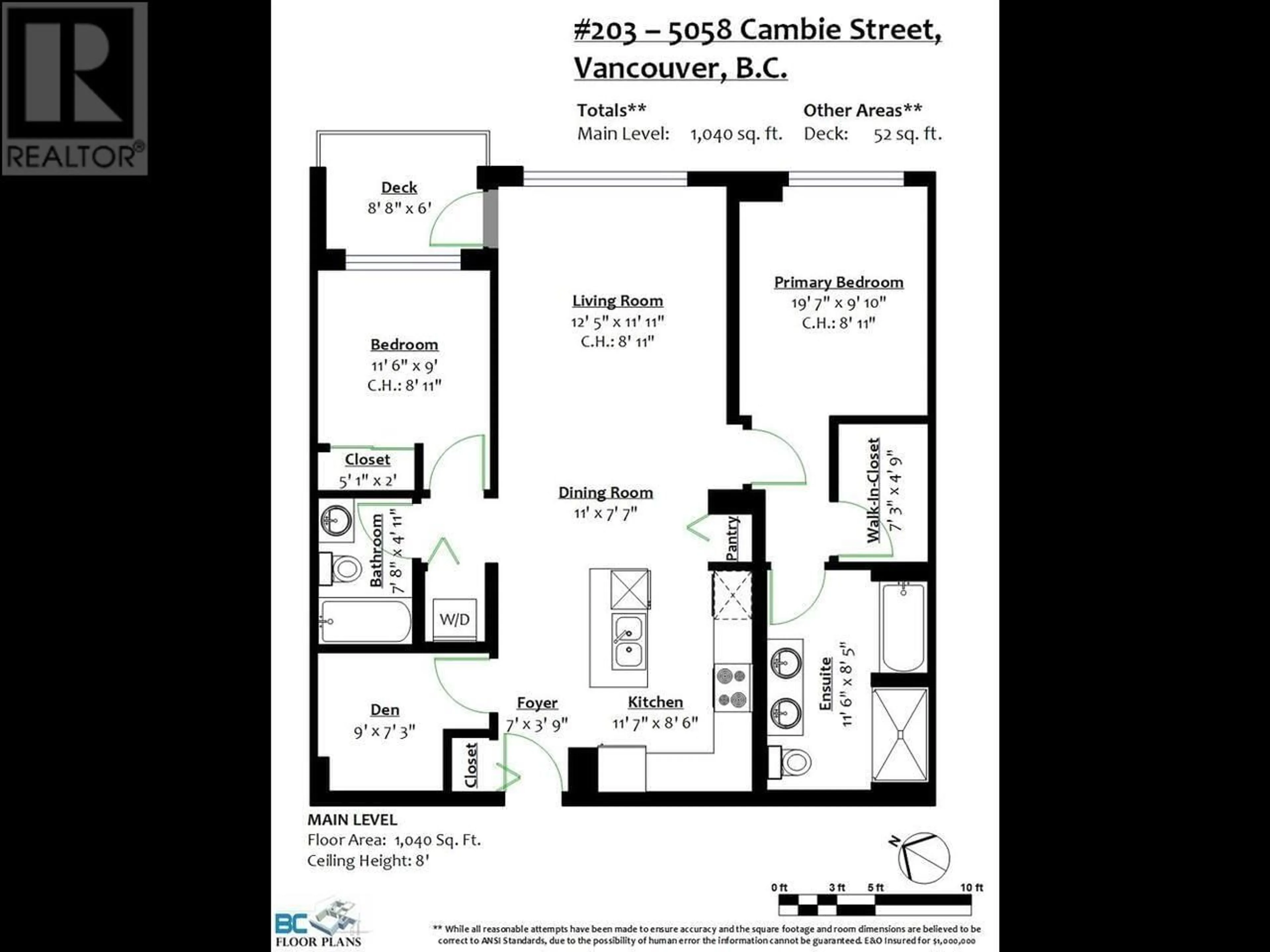 Floor plan for 203 5058 CAMBIE STREET, Vancouver British Columbia V5Z2Z5