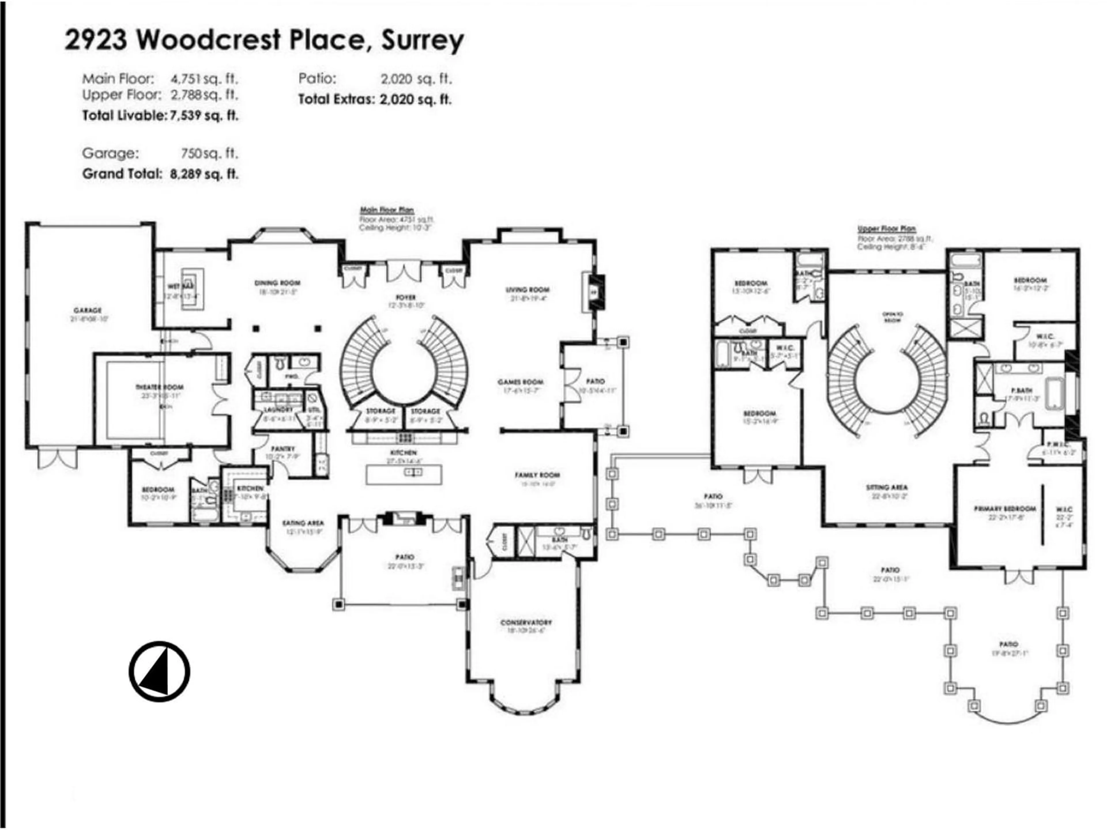 Floor plan for 2923 WOODCREST PLACE, Surrey British Columbia V4P2K8