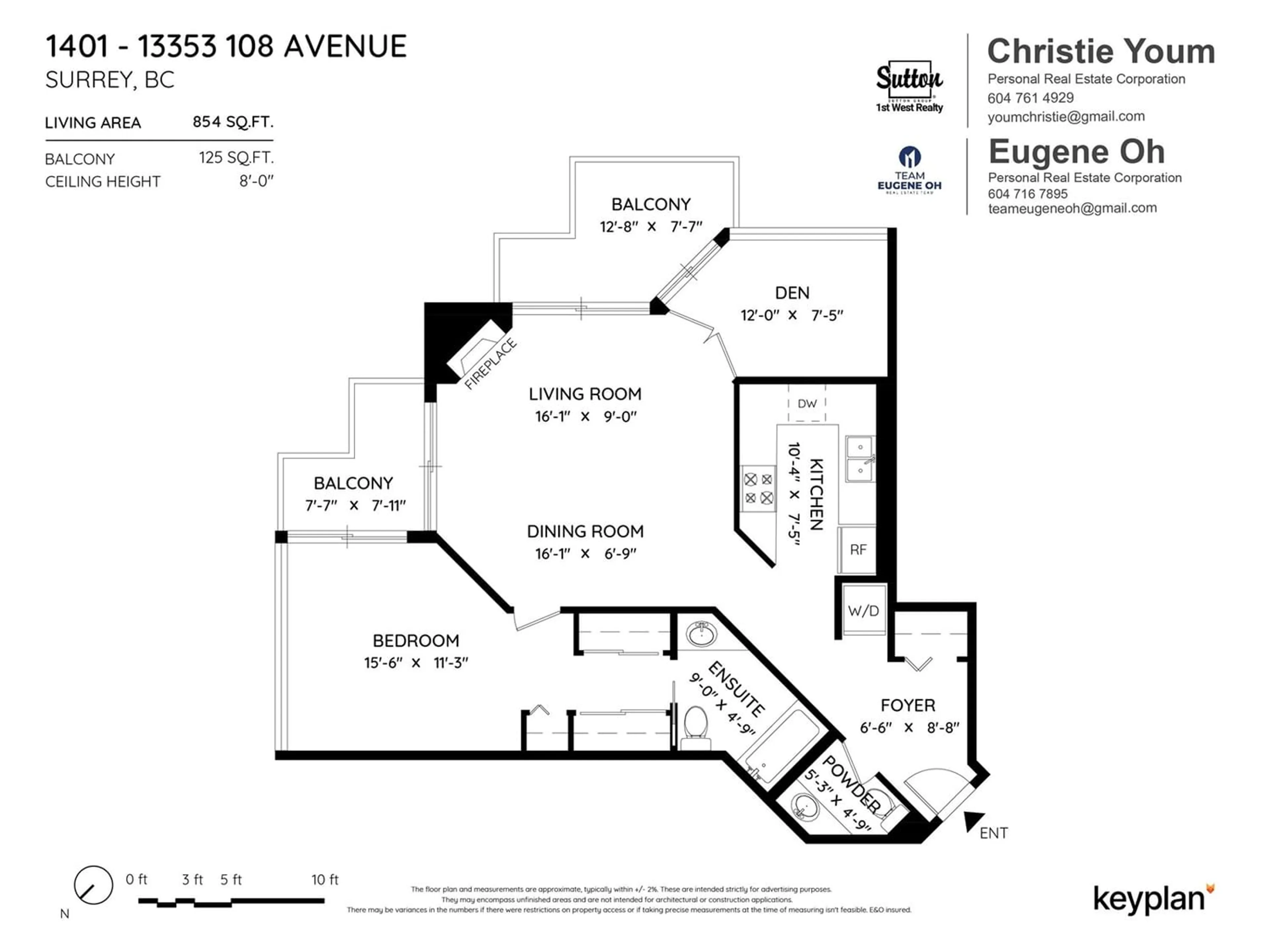 Floor plan for 1401 13353 108 AVENUE, Surrey British Columbia V3T5T5