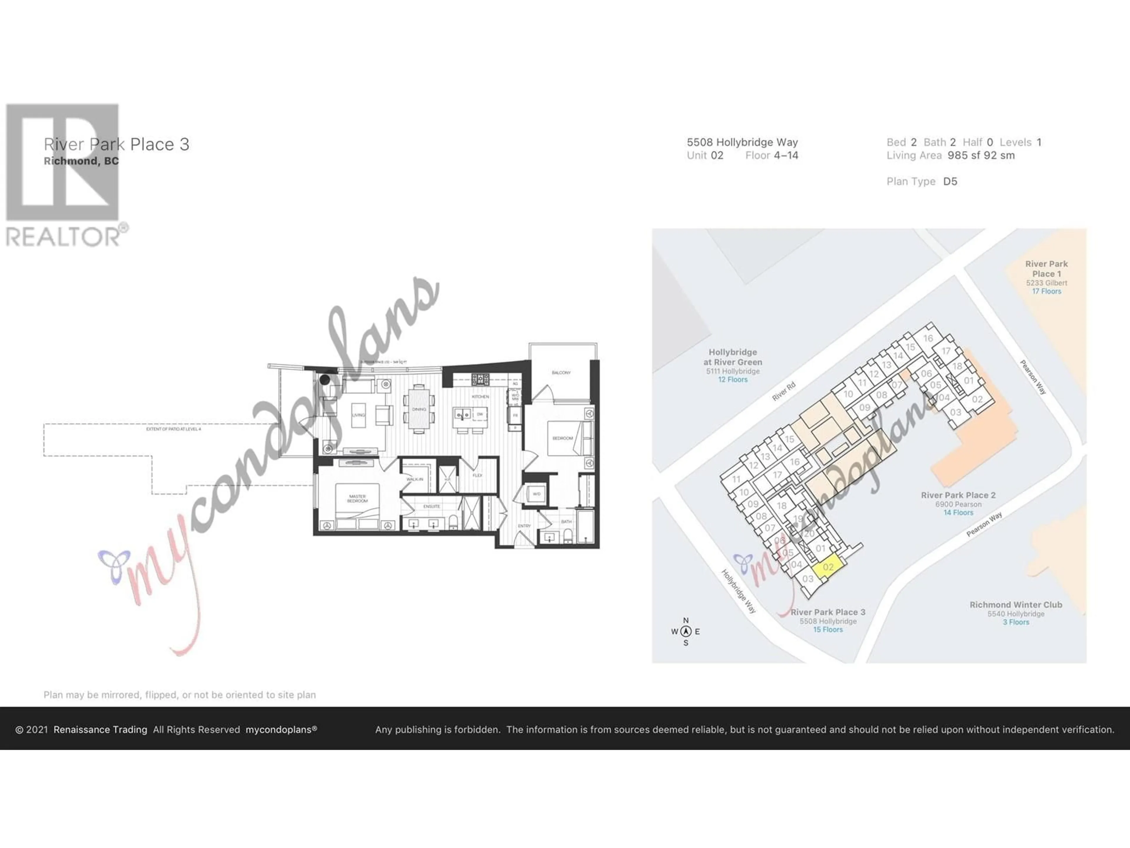 Floor plan for 802 5508 HOLLYBRIDGE WAY, Richmond British Columbia V7C0C7