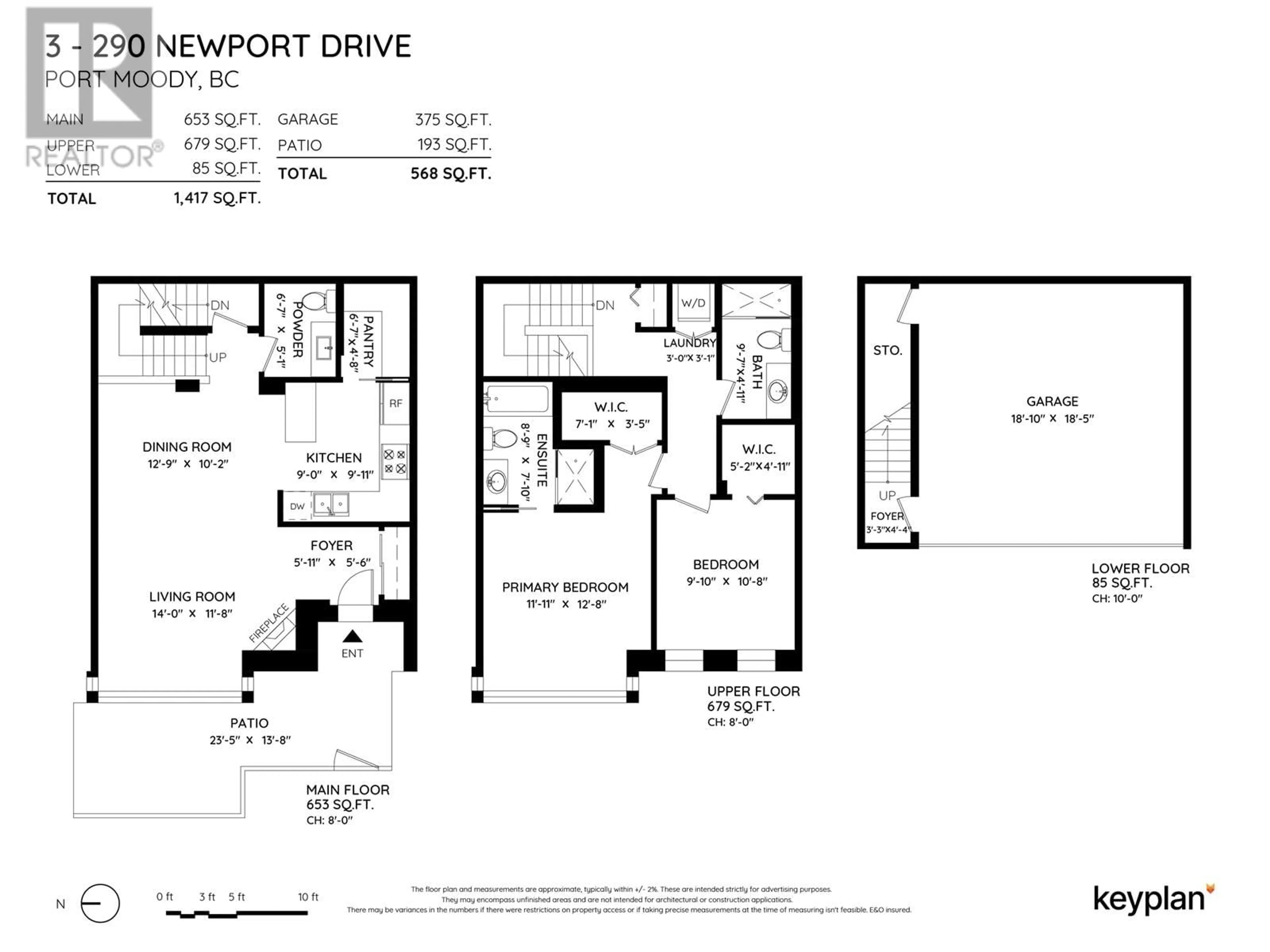 Floor plan for TH3 290 NEWPORT DRIVE, Port Moody British Columbia V3H5N2