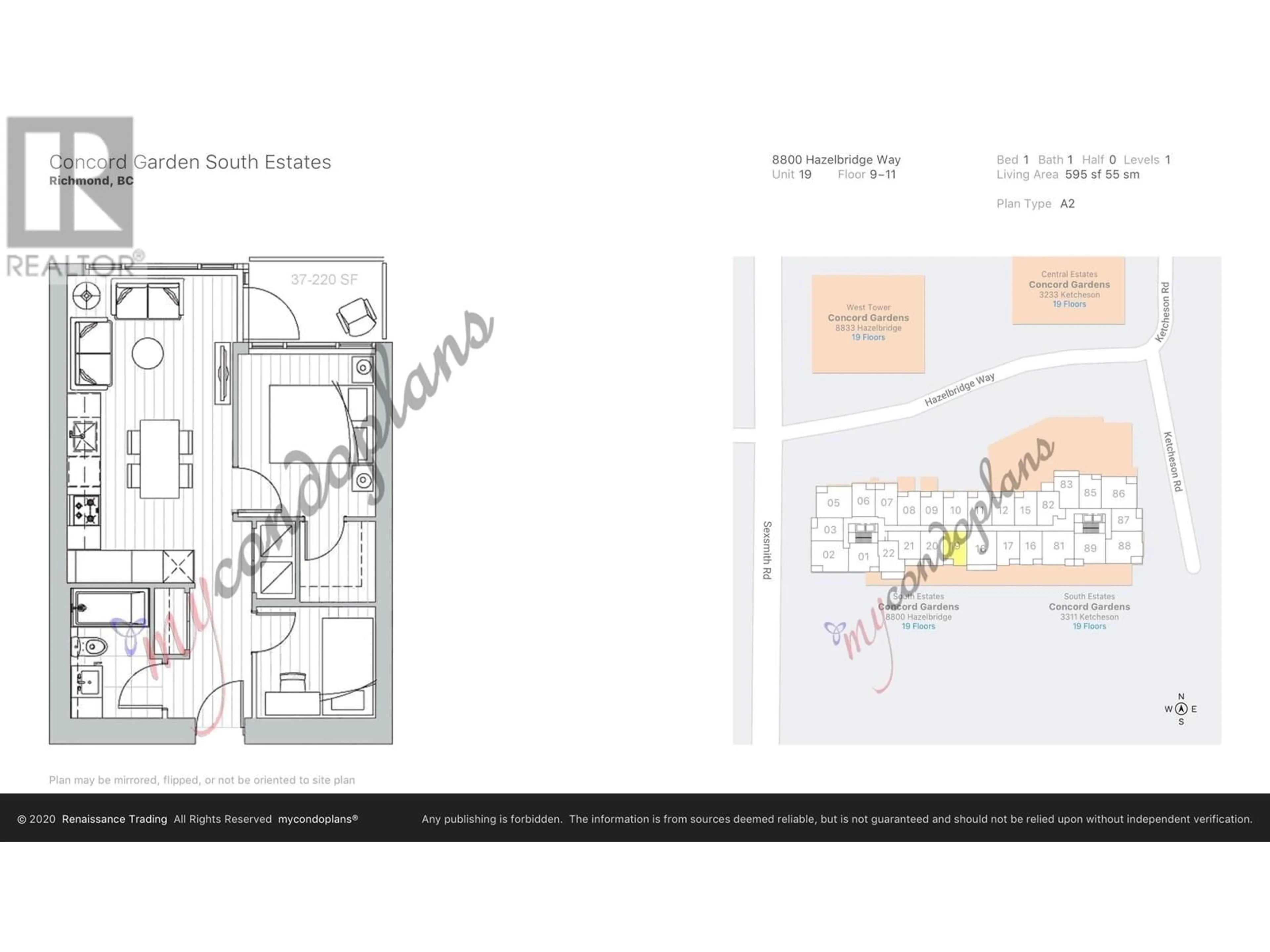 Floor plan for 1119 8800 HAZELBRIDGE WAY, Richmond British Columbia V6X0S3