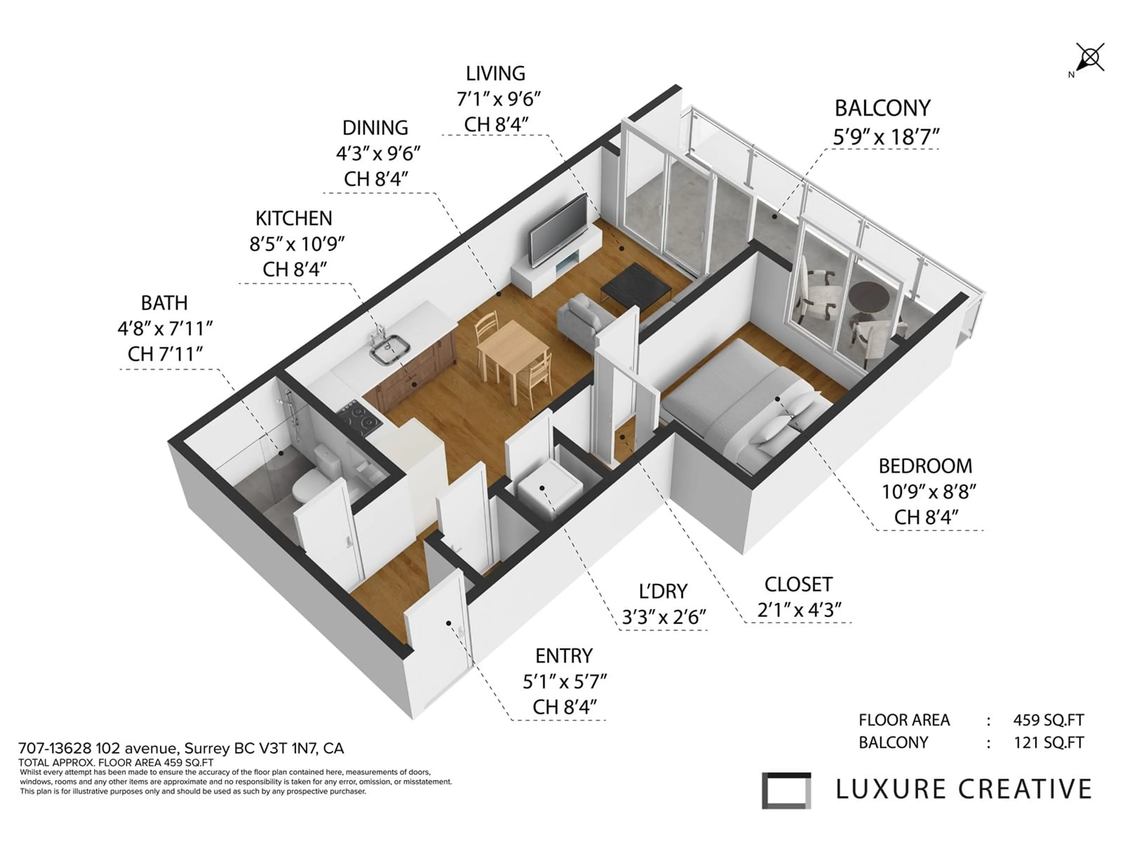 Floor plan for 707 13685 102 AVENUE, Surrey British Columbia V3T0S2