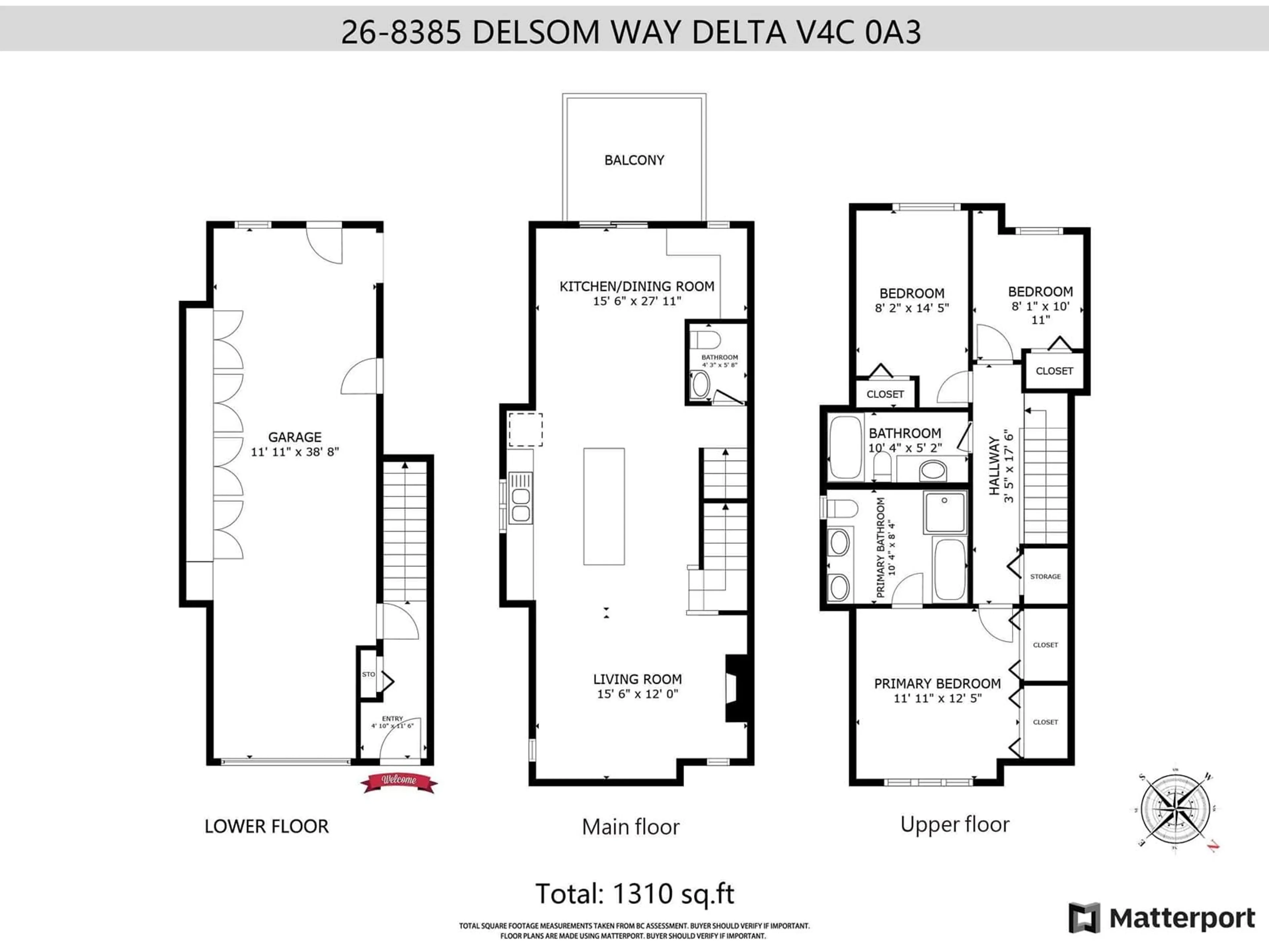 Floor plan for 26 8385 DELSOM WAY, Delta British Columbia V4C0A3