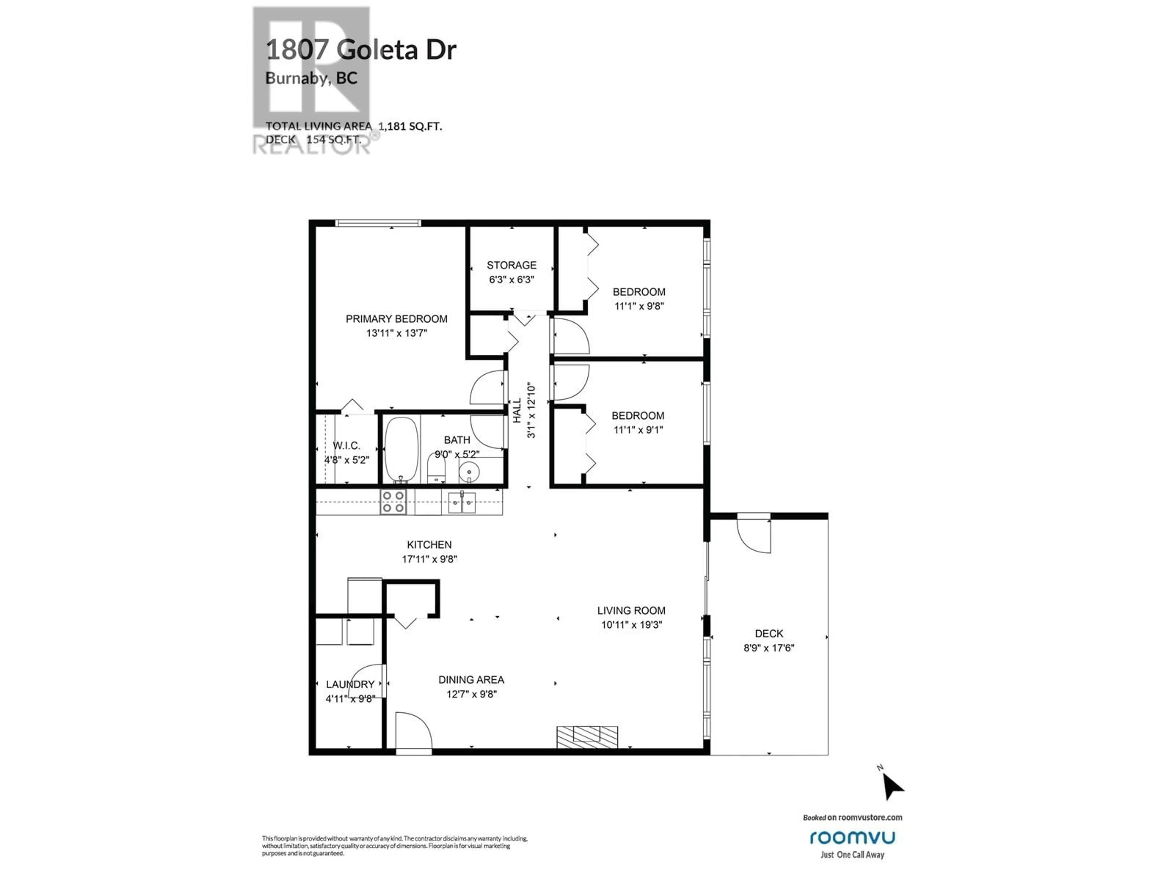 Floor plan for 1807 GOLETA DRIVE, Burnaby British Columbia V5A1P6