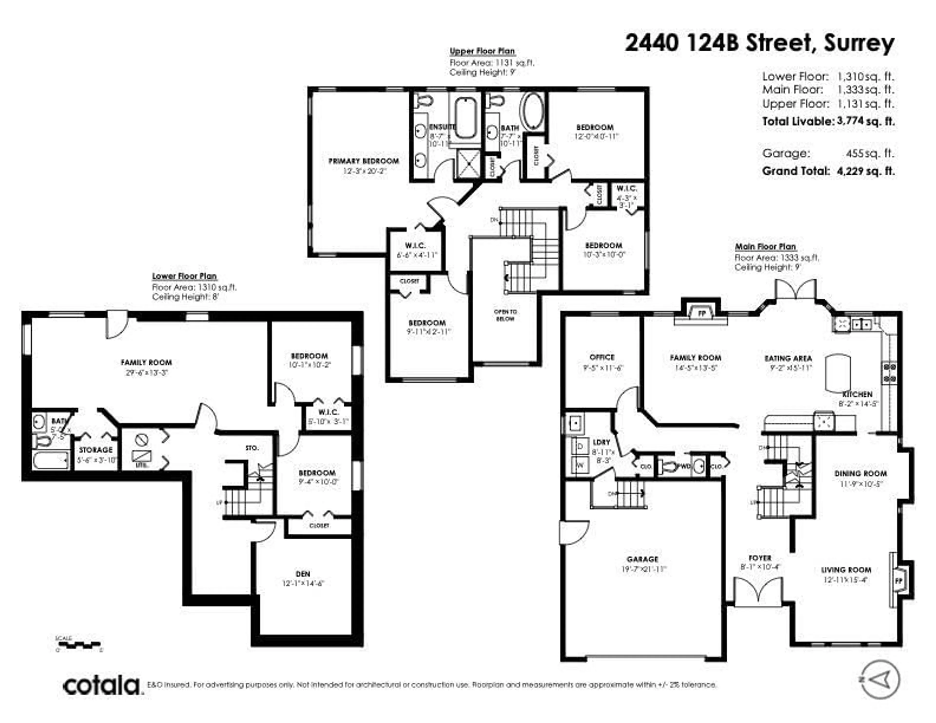 Floor plan for 2440 124B STREET, Surrey British Columbia V4A3N6