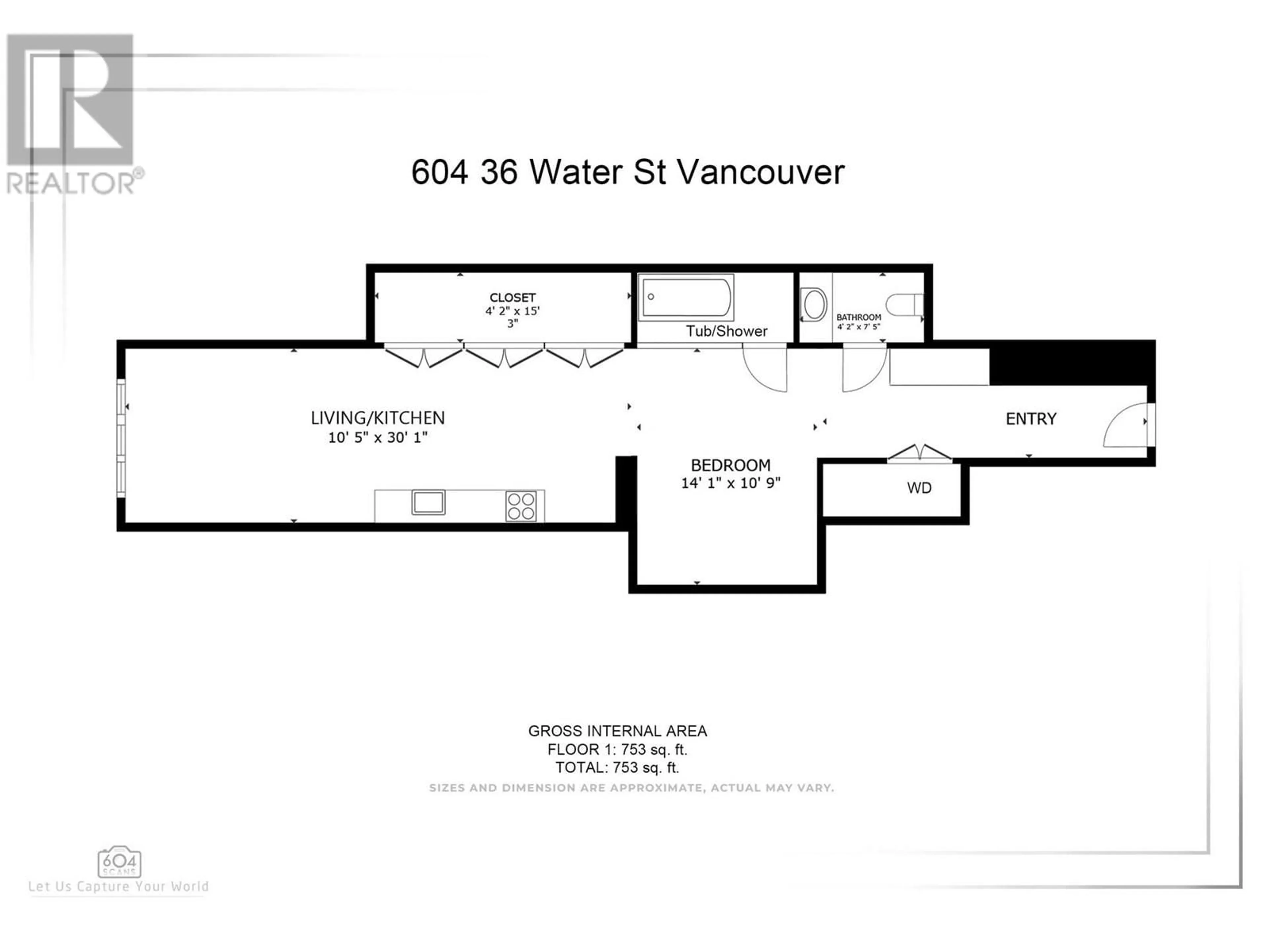 Floor plan for 604 36 WATER STREET, Vancouver British Columbia V6B0B7
