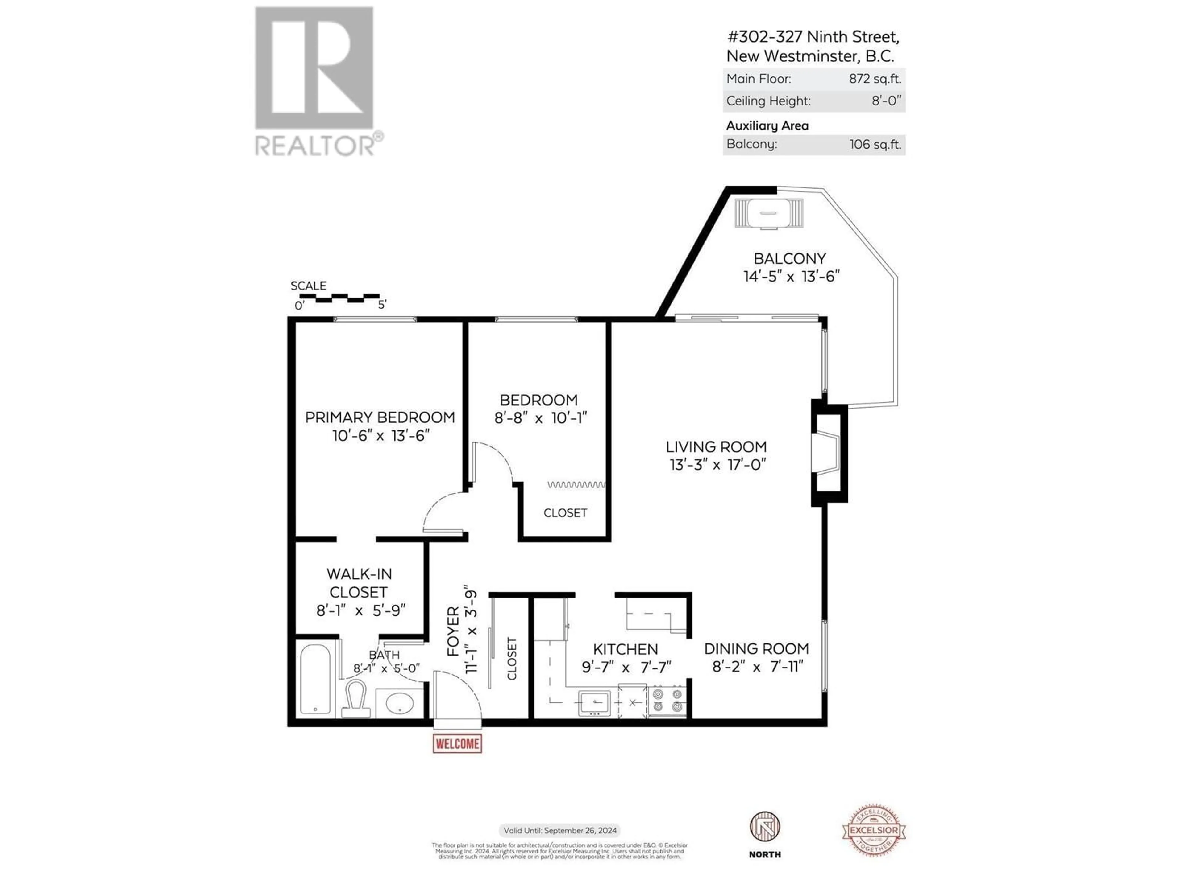 Floor plan for 302 327 NINTH STREET, New Westminster British Columbia V3M3V8