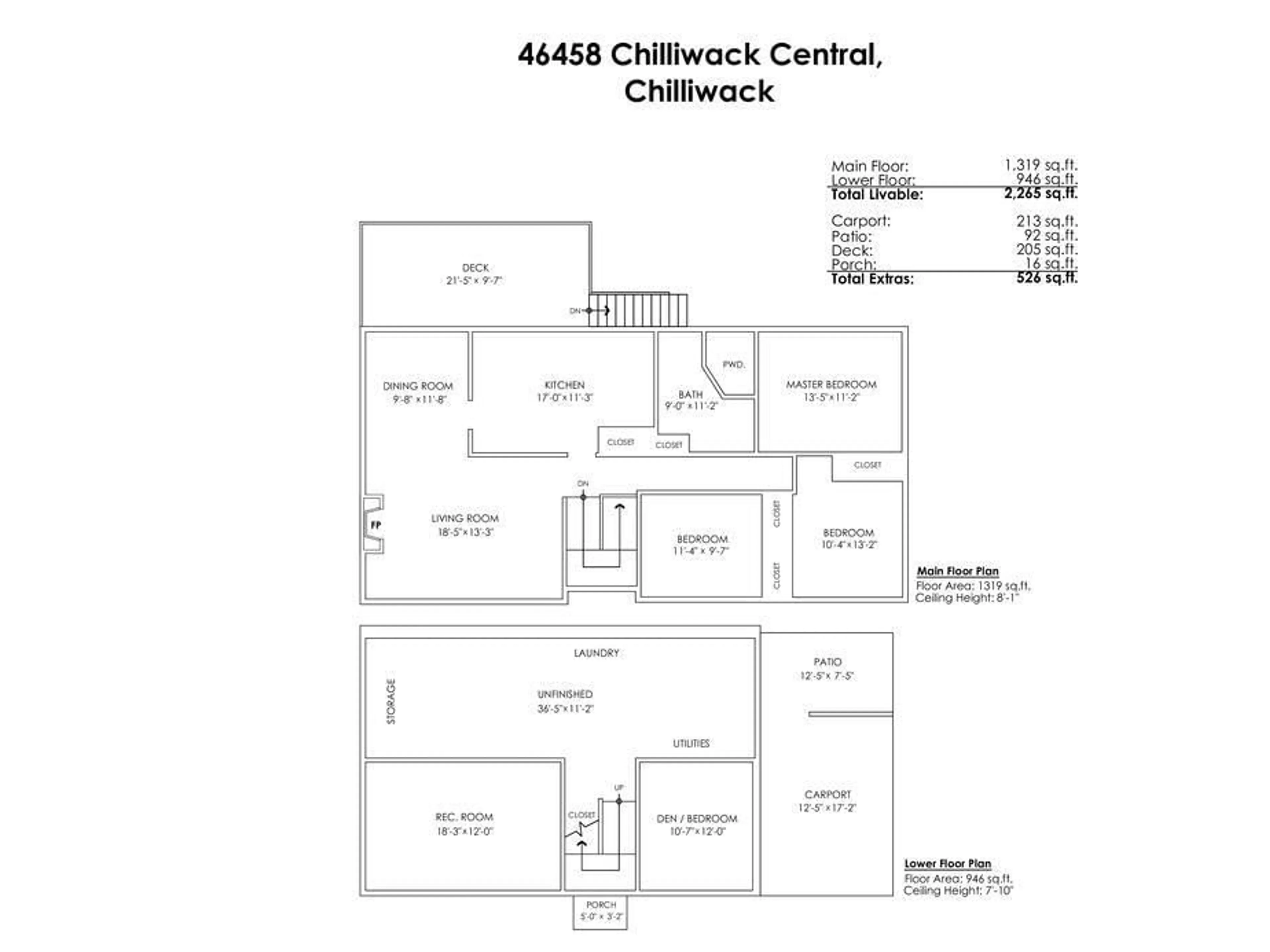 Floor plan for 46458 CHILLIWACK CENTRAL ROAD, Chilliwack British Columbia V2P1J9