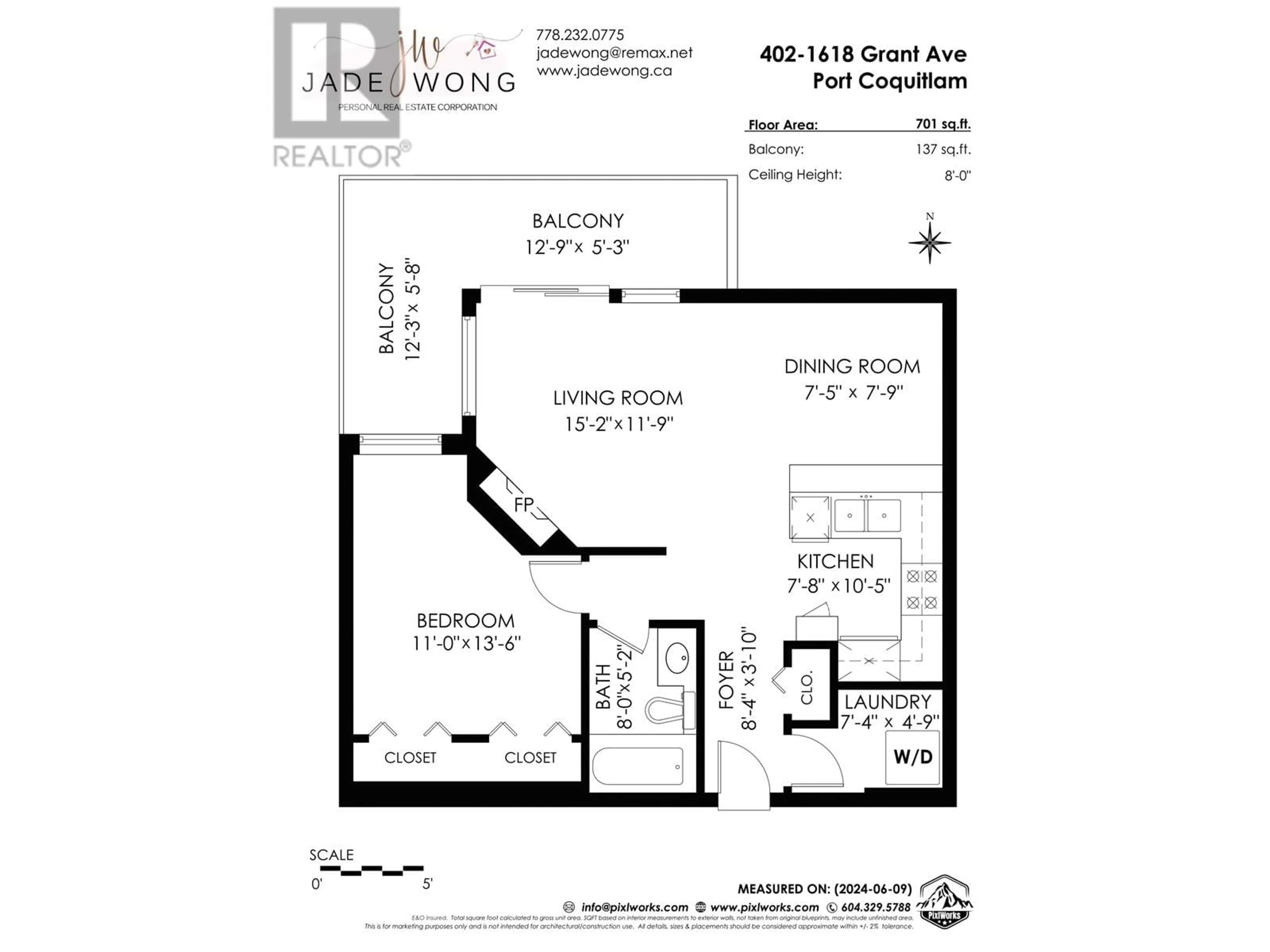 Floor plan for 402 1618 GRANT AVENUE, Port Coquitlam British Columbia V3B1P3
