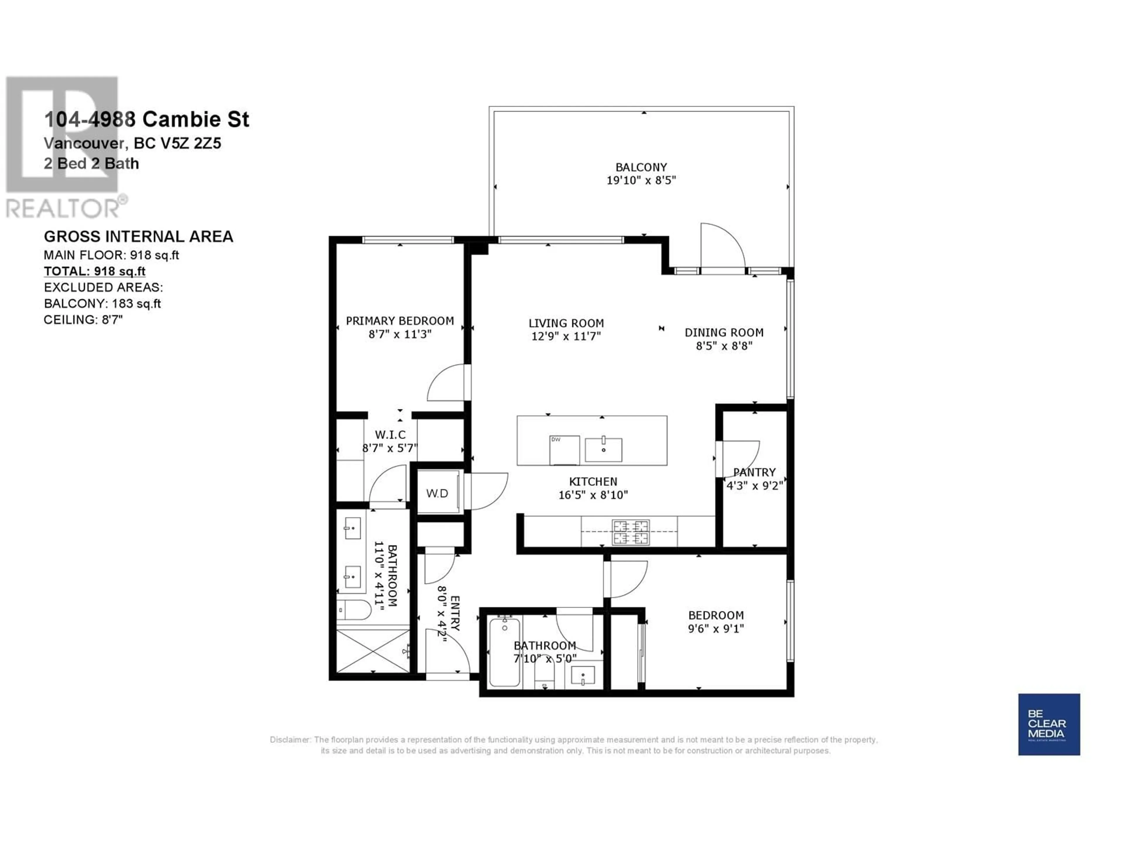 Floor plan for 104 4988 CAMBIE STREET, Vancouver British Columbia V5Z2Z5
