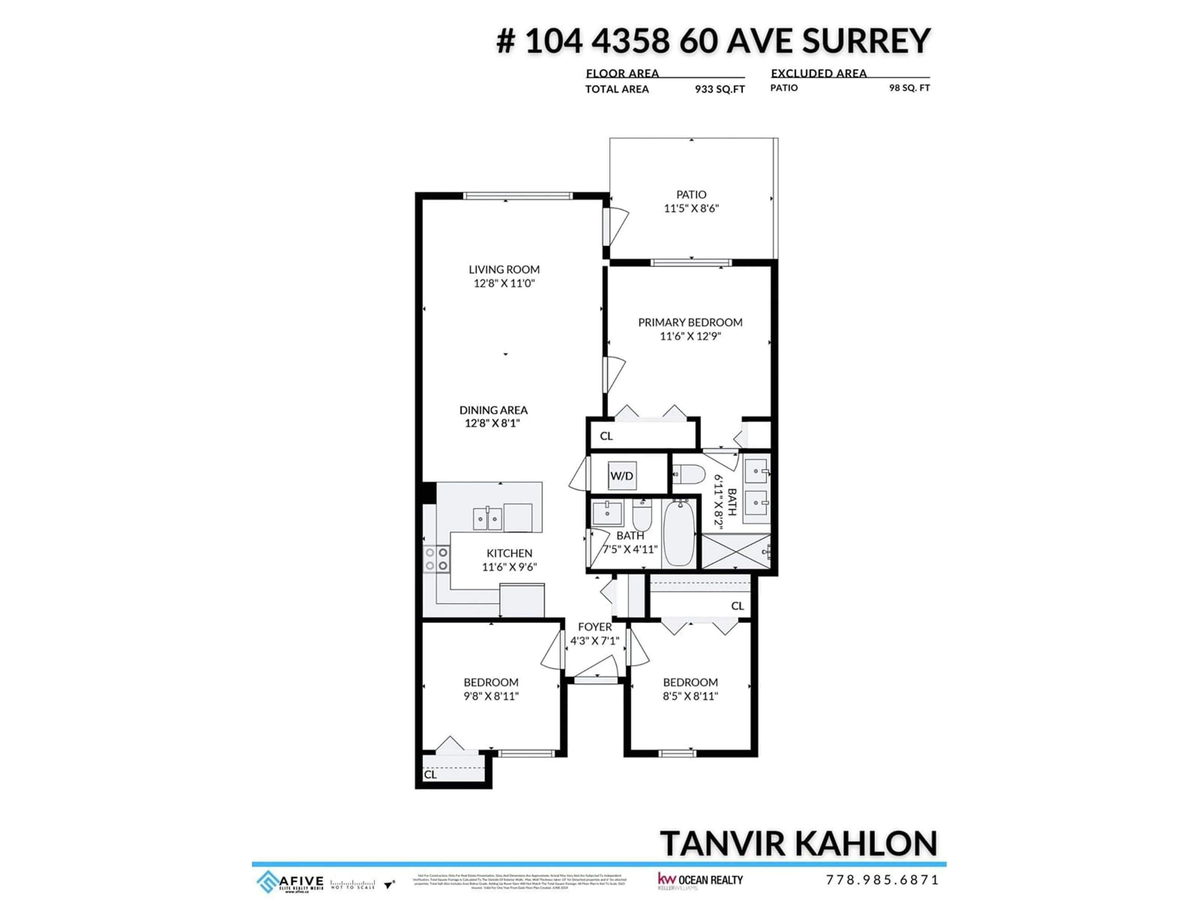 Floor plan for 104 14358 60 AVENUE, Surrey British Columbia V3X0G3