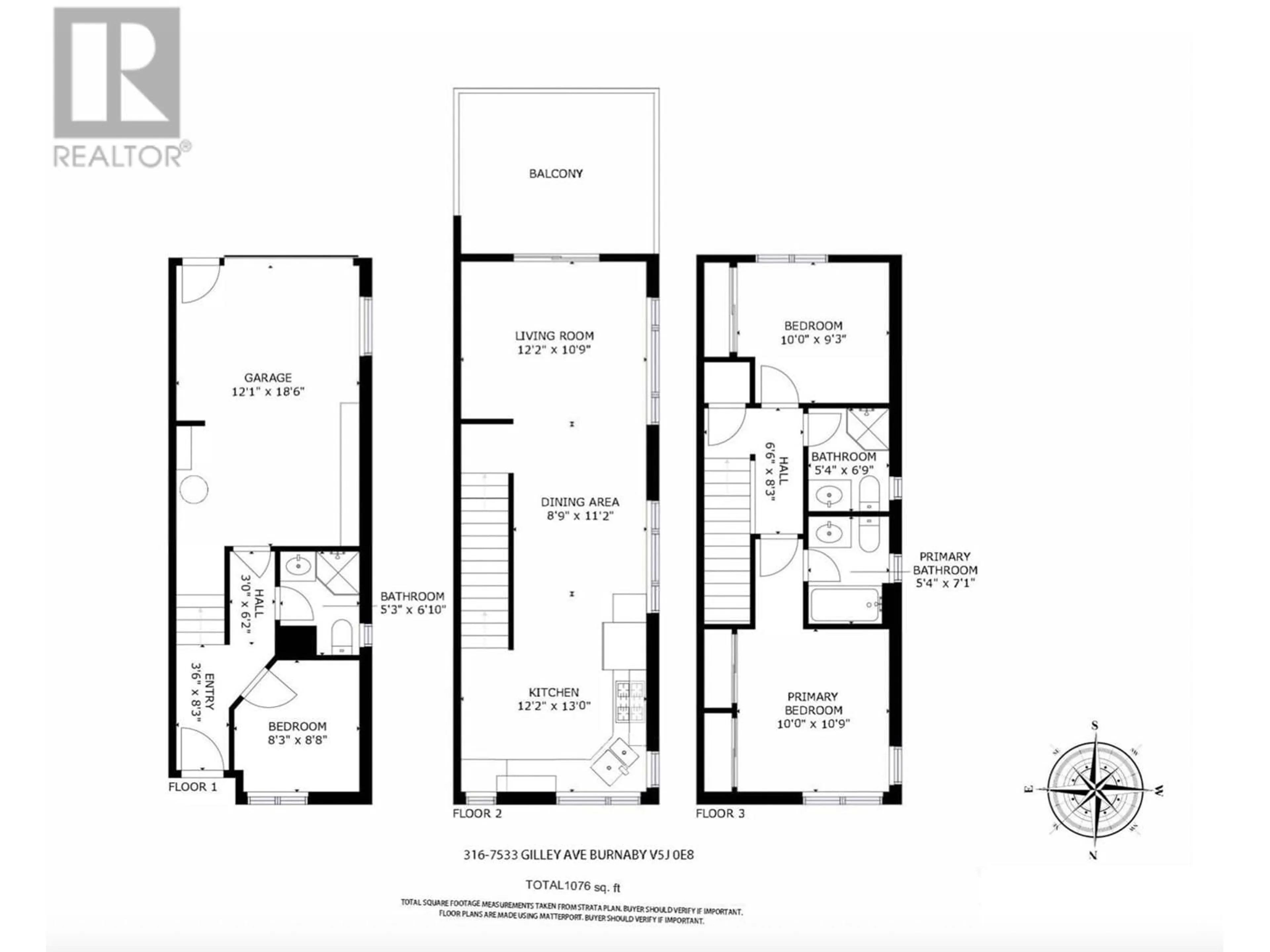 Floor plan for 316 7533 GILLEY AVENUE, Burnaby British Columbia V5J0E8