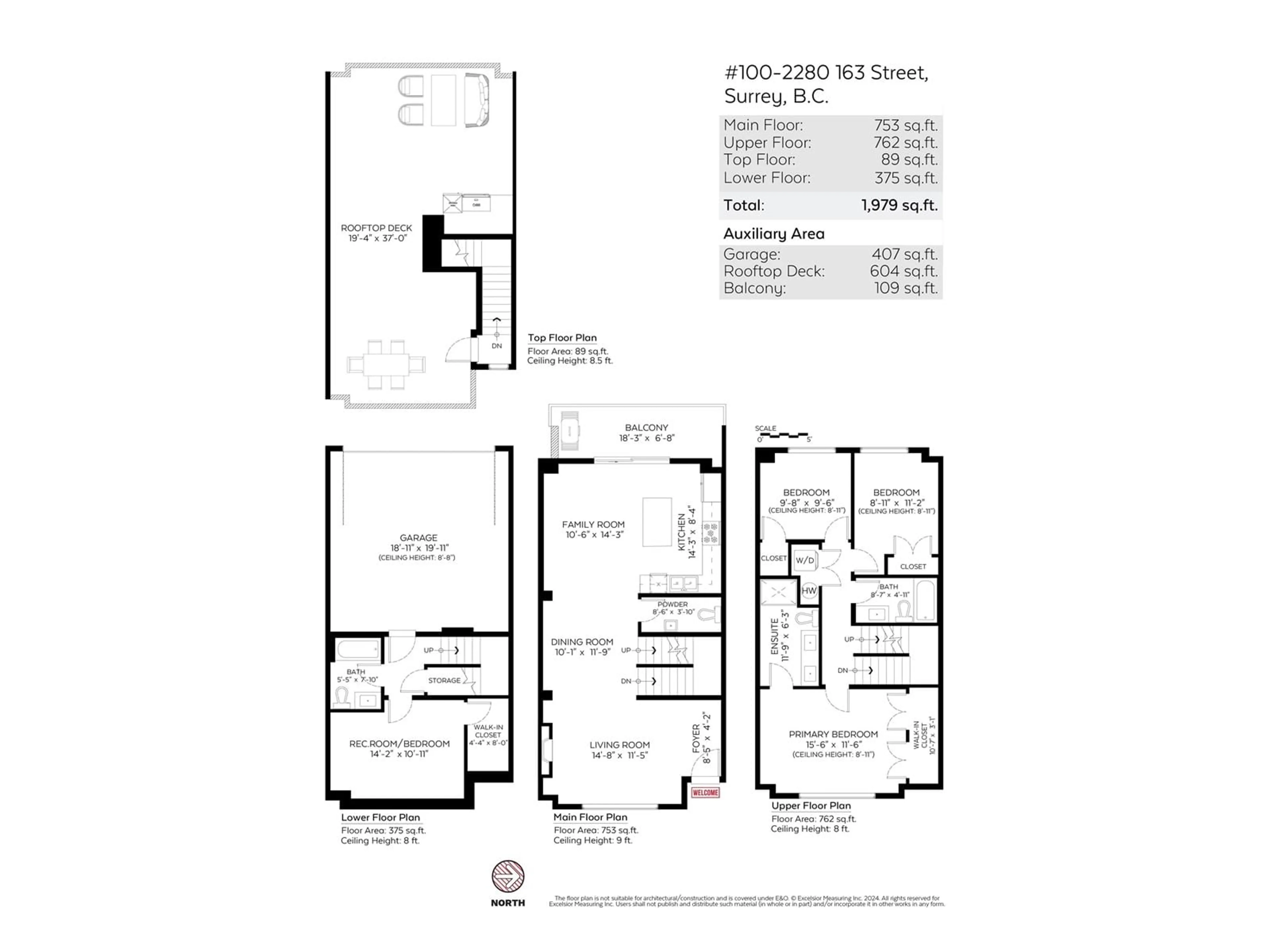 Floor plan for 100 2280 163 STREET, Surrey British Columbia V3Z0S4