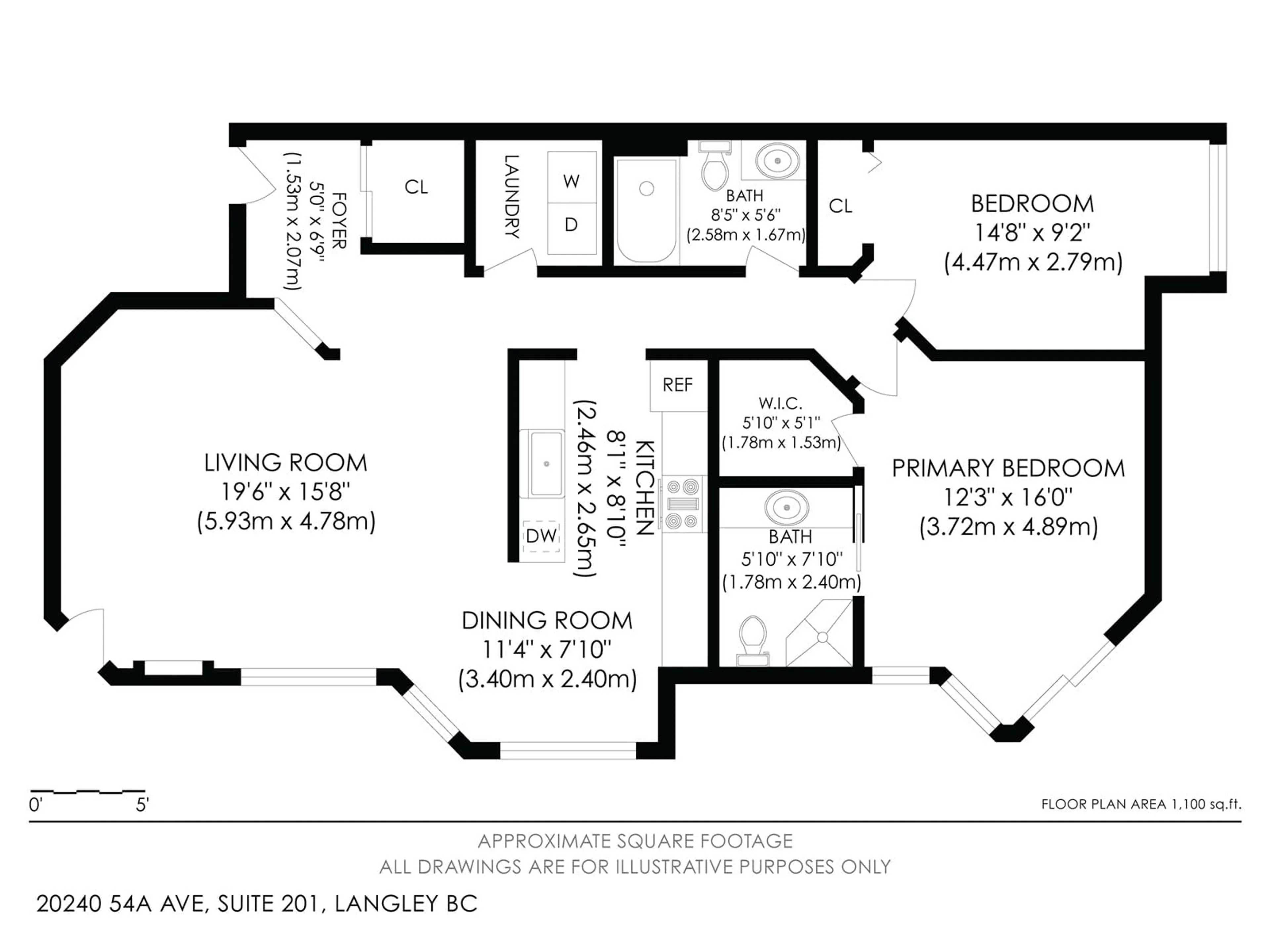 Floor plan for 201 20240 54A AVENUE, Langley British Columbia V3A3W7